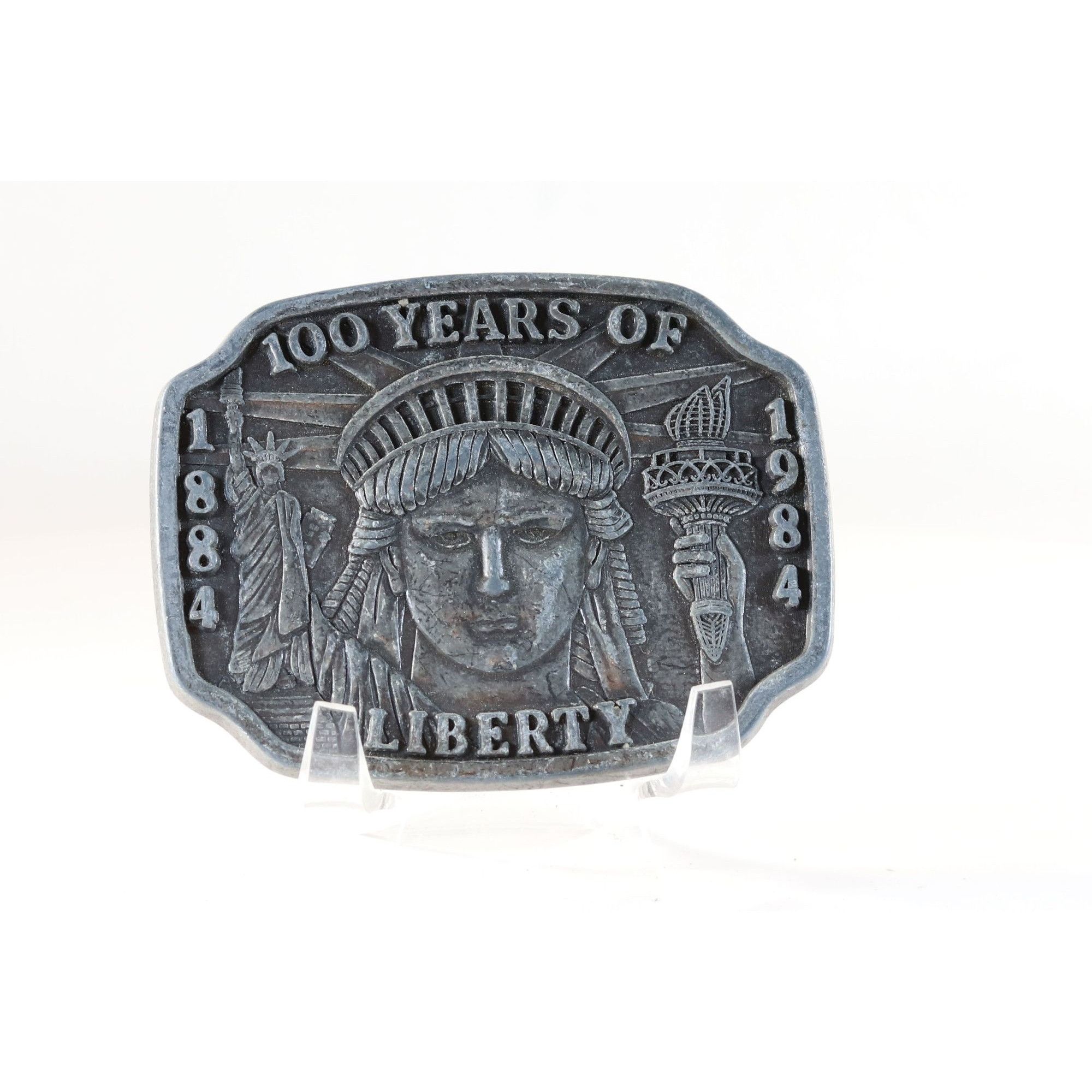Vintage Belt Buckle 100 Years Of Liberty 1884-1984 Solid Metal Buckl Size ONE SIZE - 1 Thumbnail
