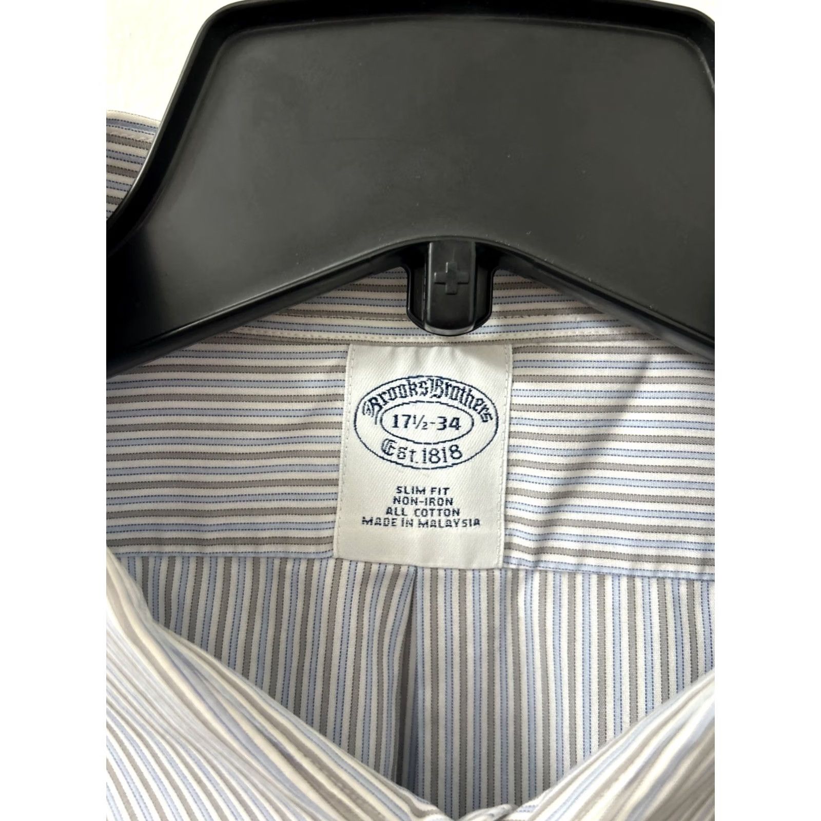 Brooks Brothers Brooks Brothers Shirt Mens 17.5 Blue White Striped Slim Fit Button-Up L/S Size US XXL / EU 58 / 5 - 6 Thumbnail