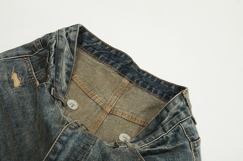 Vintage American retro vibe loose straight leg flared ripped jeans Size US 32 / EU 48 - 4 Thumbnail