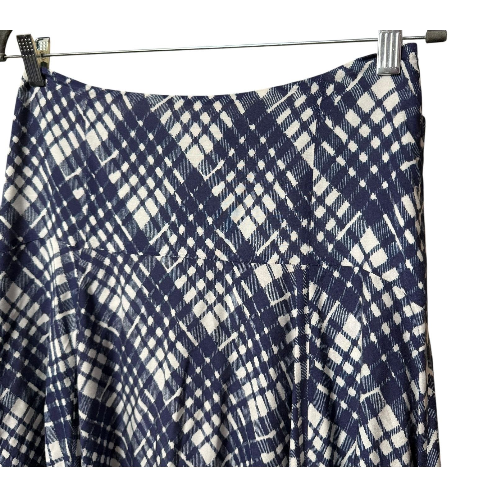 RIXO Rixo London Maggie Navy Sponge Check Skirt S Asymmetrical Size 27" / US 4 / IT 40 - 8 Thumbnail