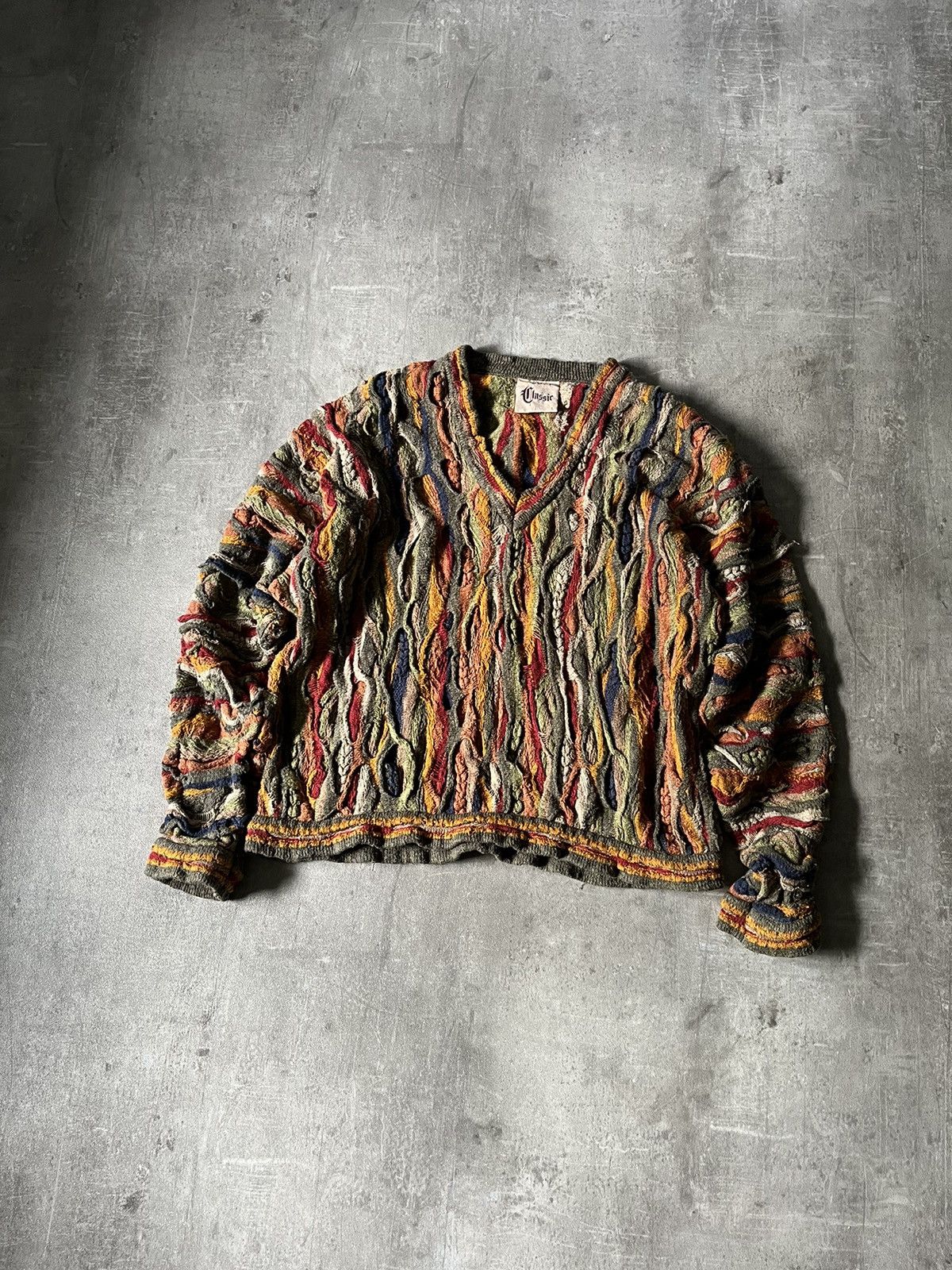image of Vintage Coogi Classic Linen Cotton Sweater V-Neck, Men's (Size Medium)