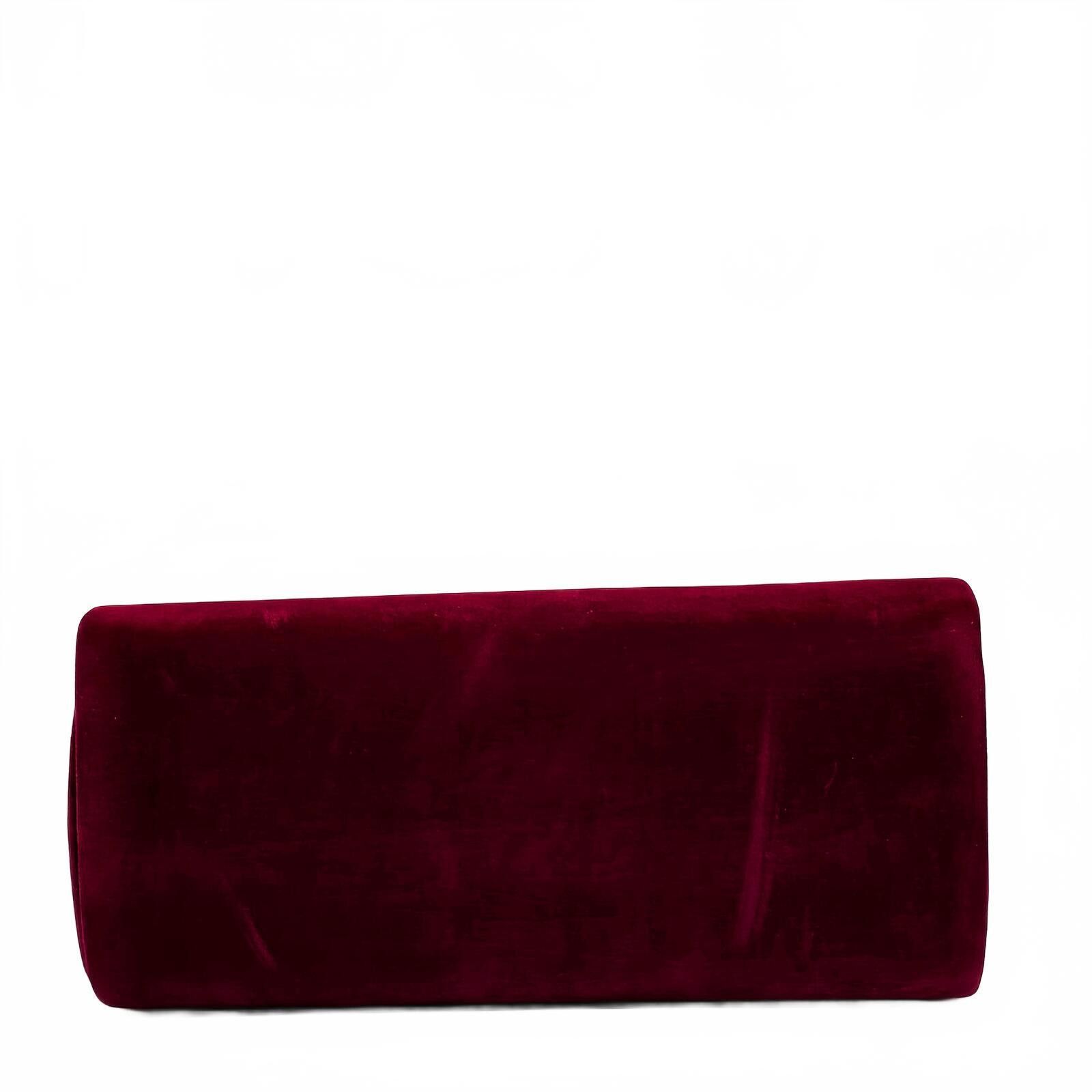 Unknown London Elegant Burgundy Velvet Clutch with Silver Chain Strap Size ONE SIZE - 3 Thumbnail