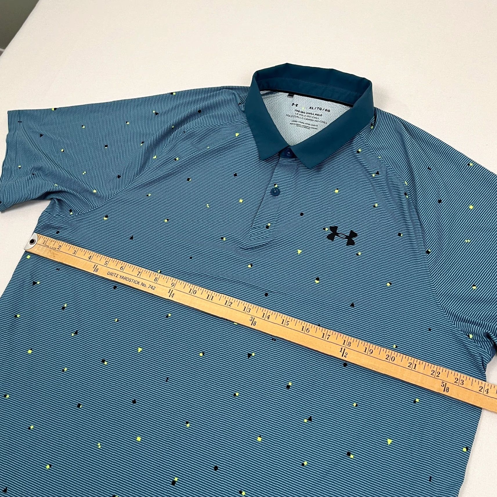 Under Armour Under Armour Shirt Mens XL Blue Geometric Stripe Polo Golf Performance Size US XL / EU 56 / 4 - 6 Thumbnail