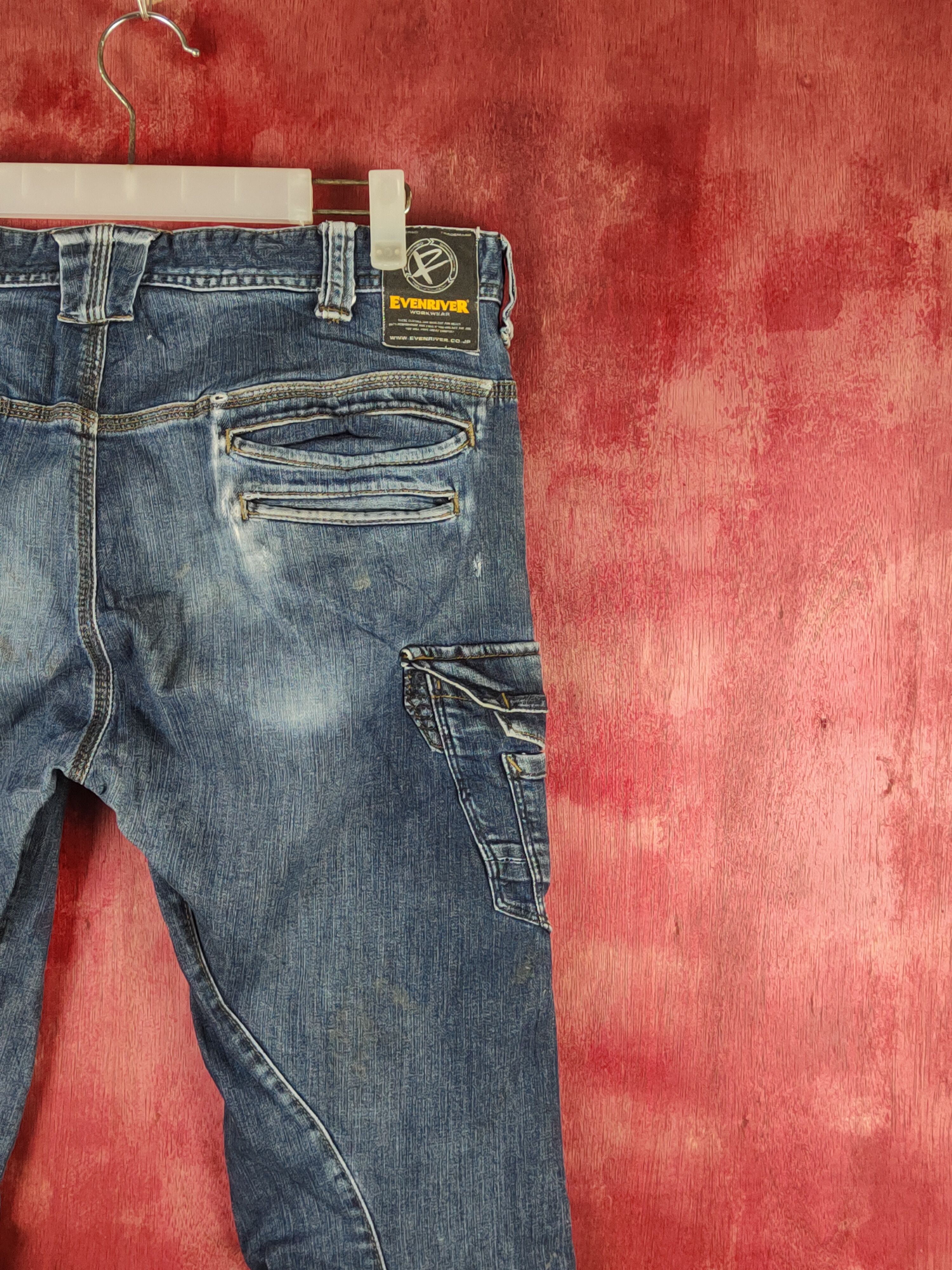 Japanese Brand Evenriver Dark Blue Faded Distressed Ripped Jeans #S2361 Size US 34 / EU 50 - 12 Thumbnail