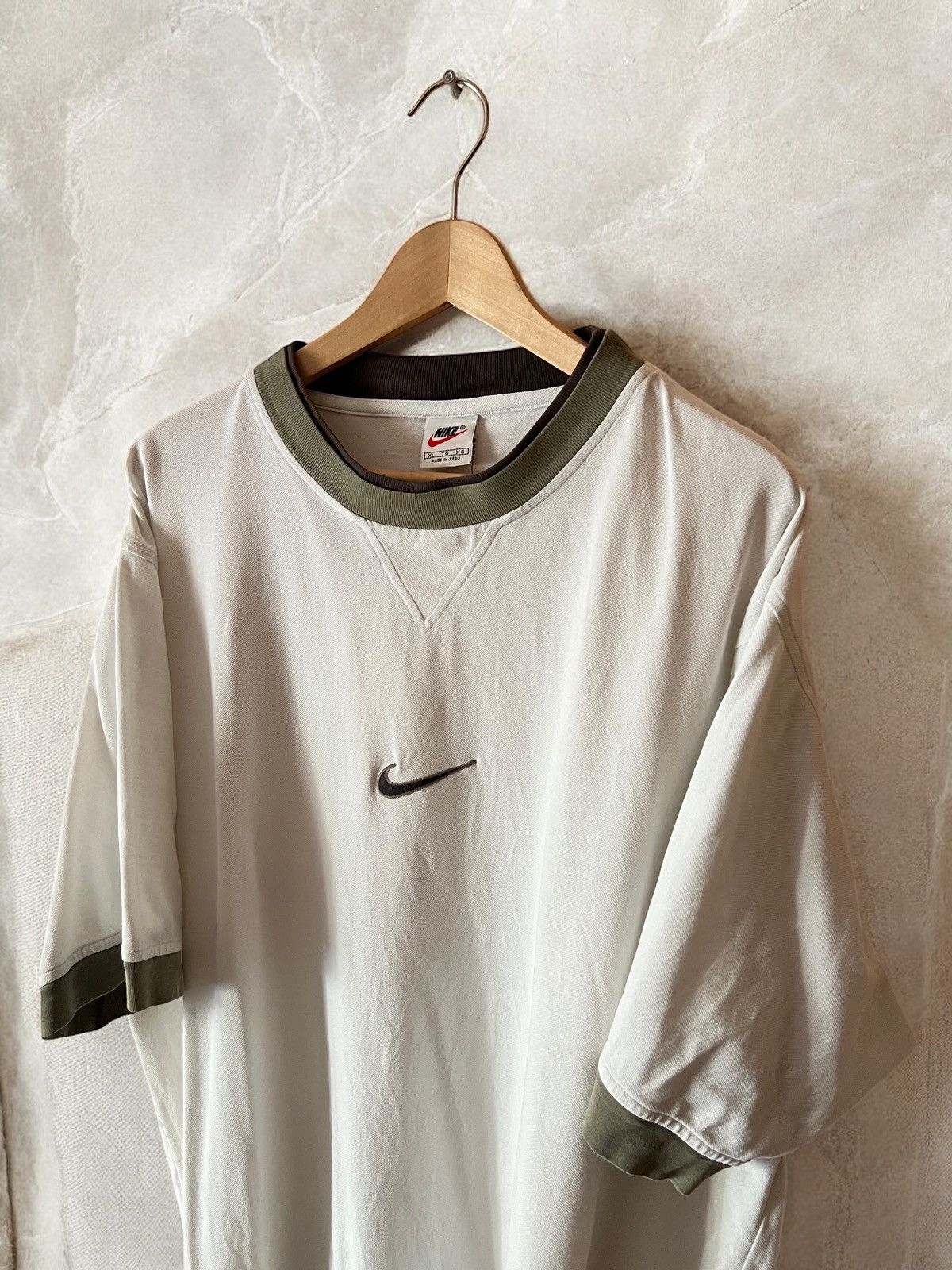 Nike × Vintage NIKE VINTAGE 90s “DOUBLE NECK CENTRE SWOOSH LOGO Tee T SHIRT Size US XL / EU 56 / 4 - 2 Thumbnail