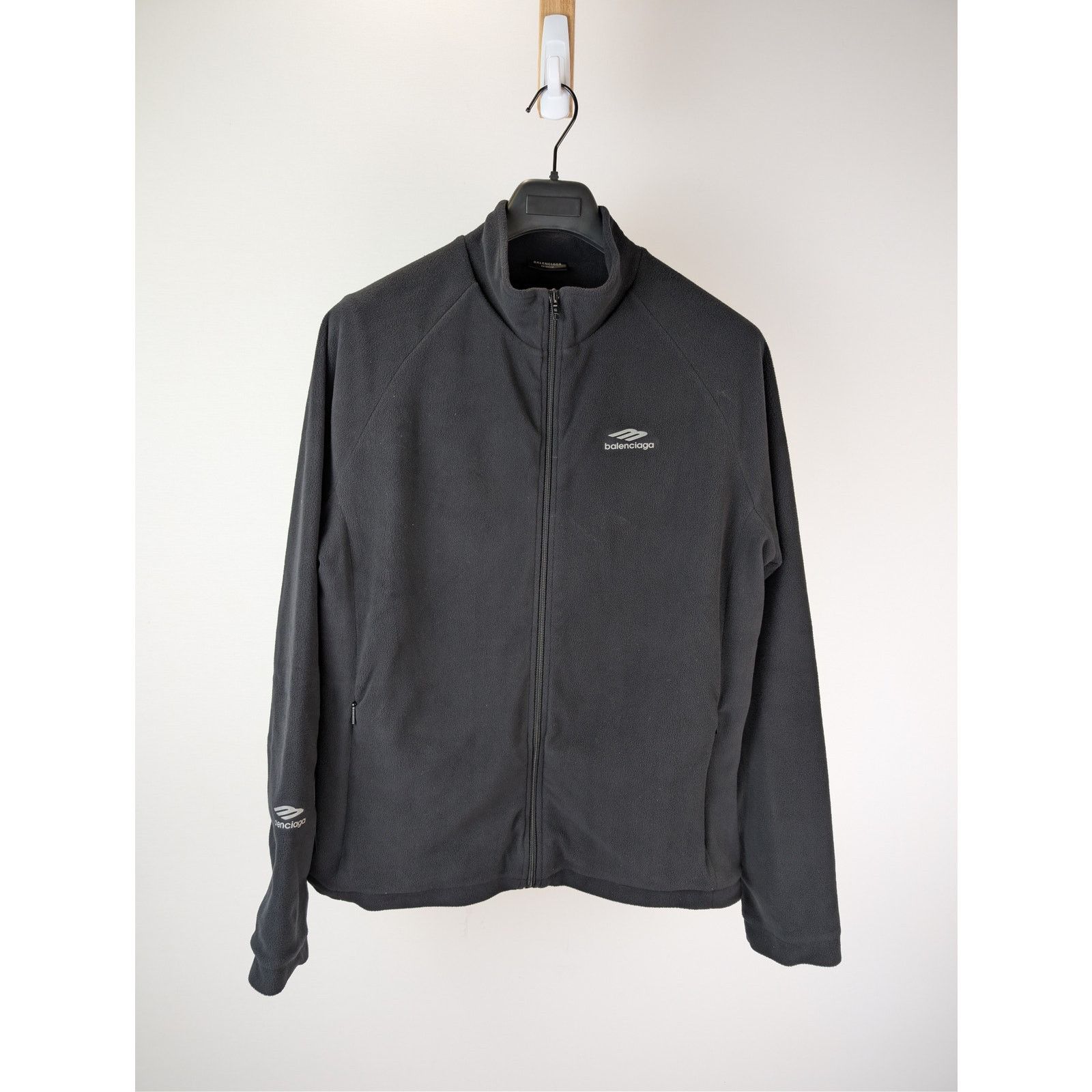 Balenciaga o1rshd1 Reflective Sporticon Fleece Zip-Up Jacket in Black Size US XL / EU 56 / 4 - 1 Thumbnail