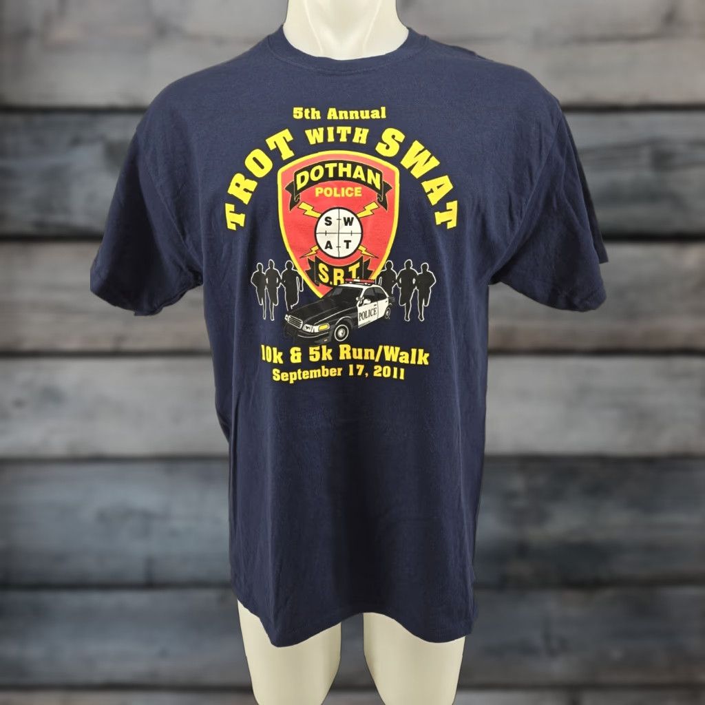 Gildan 2011 Dothan Police Trot With Swat 10K Run Mens T Shirt Blue Size Large Size US L / EU 52-54 / 3 - 1 Thumbnail