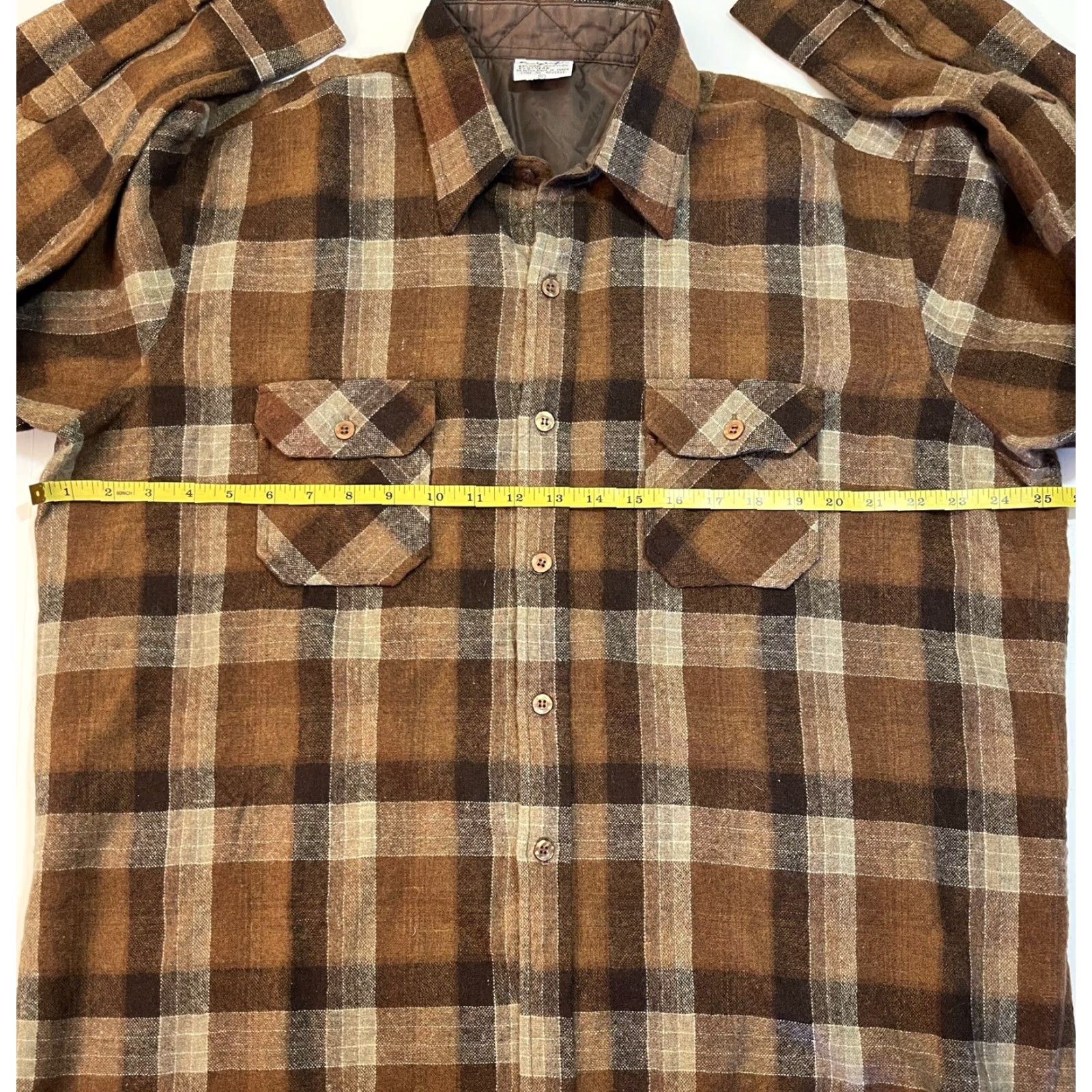 Vintage VINTAGE Craig Noble Wool Flannel Button-Up Shirt XL Brown Plaid 70s 80s Mens Size US XL / EU 56 / 4 - 5 Thumbnail