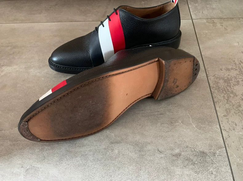 Thom Browne Thom Browne Black leather shoes with diagonal stripes Size US 10 / EU 43 - 3 Thumbnail