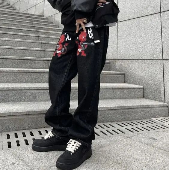 Devil Graphic Black Denim Jeans