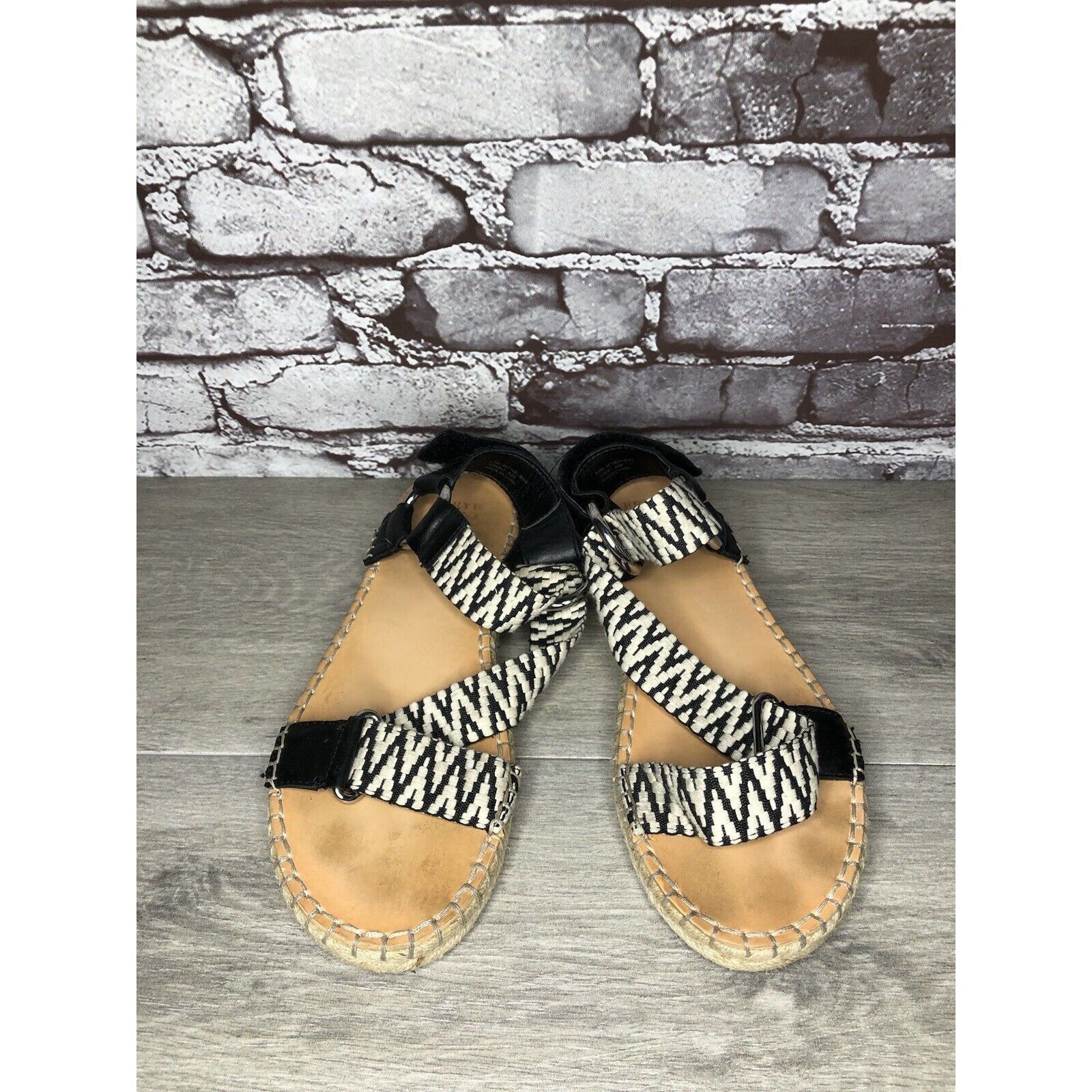 Frye Frye & Co Kole White Black Fabric Leather Espadrilles Sandal Size US 8.5 / IT 38.5 - 20 Thumbnail