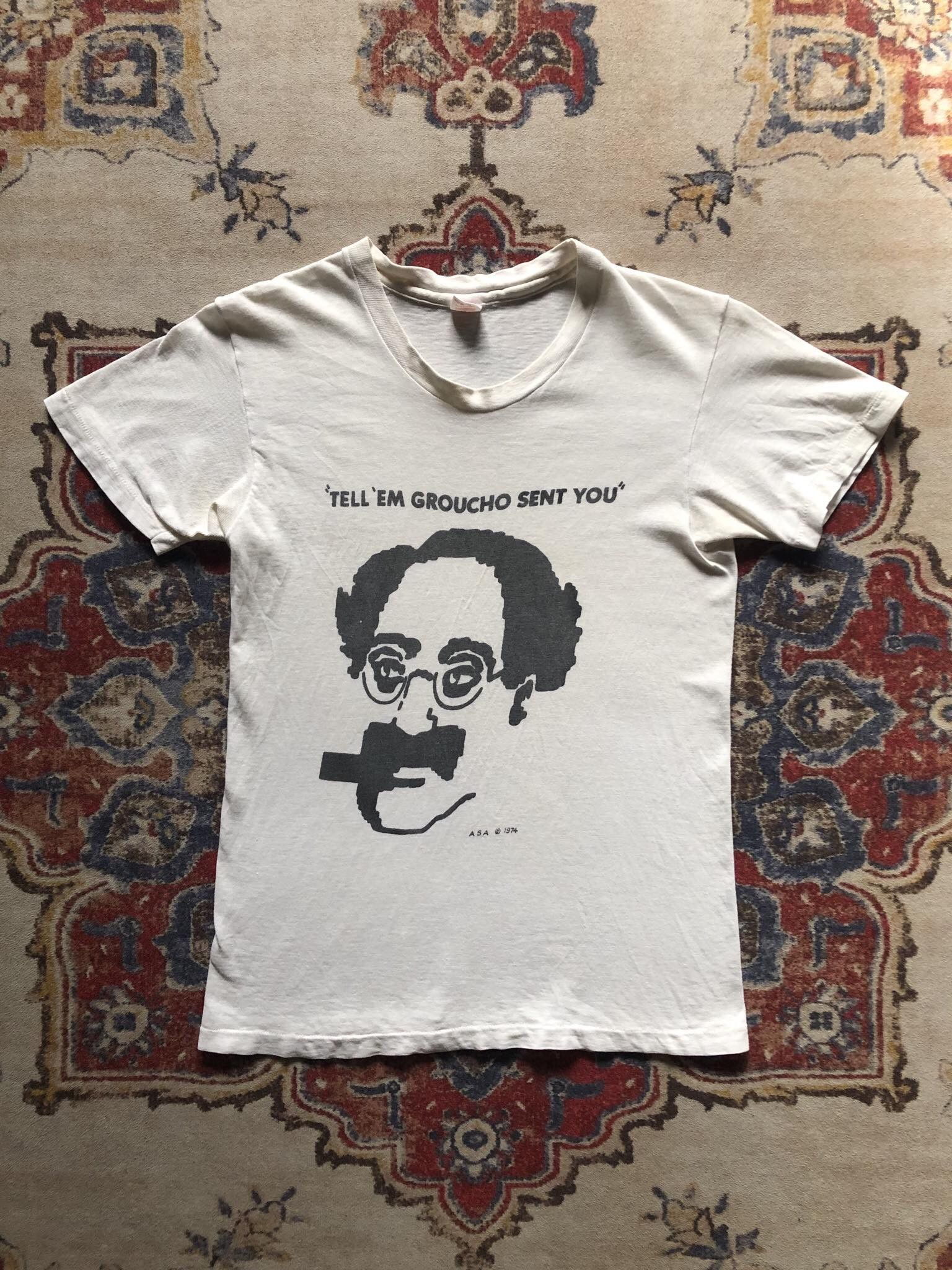 image of Vintage 70's Groucho Marx Shirt in White, Men's (Size 2XS)