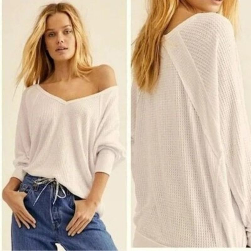 Free People Free People Santa Clara Thermal Henley in Alabaster Medium Size M / US 6-8 / IT 42-44 - 1 Thumbnail
