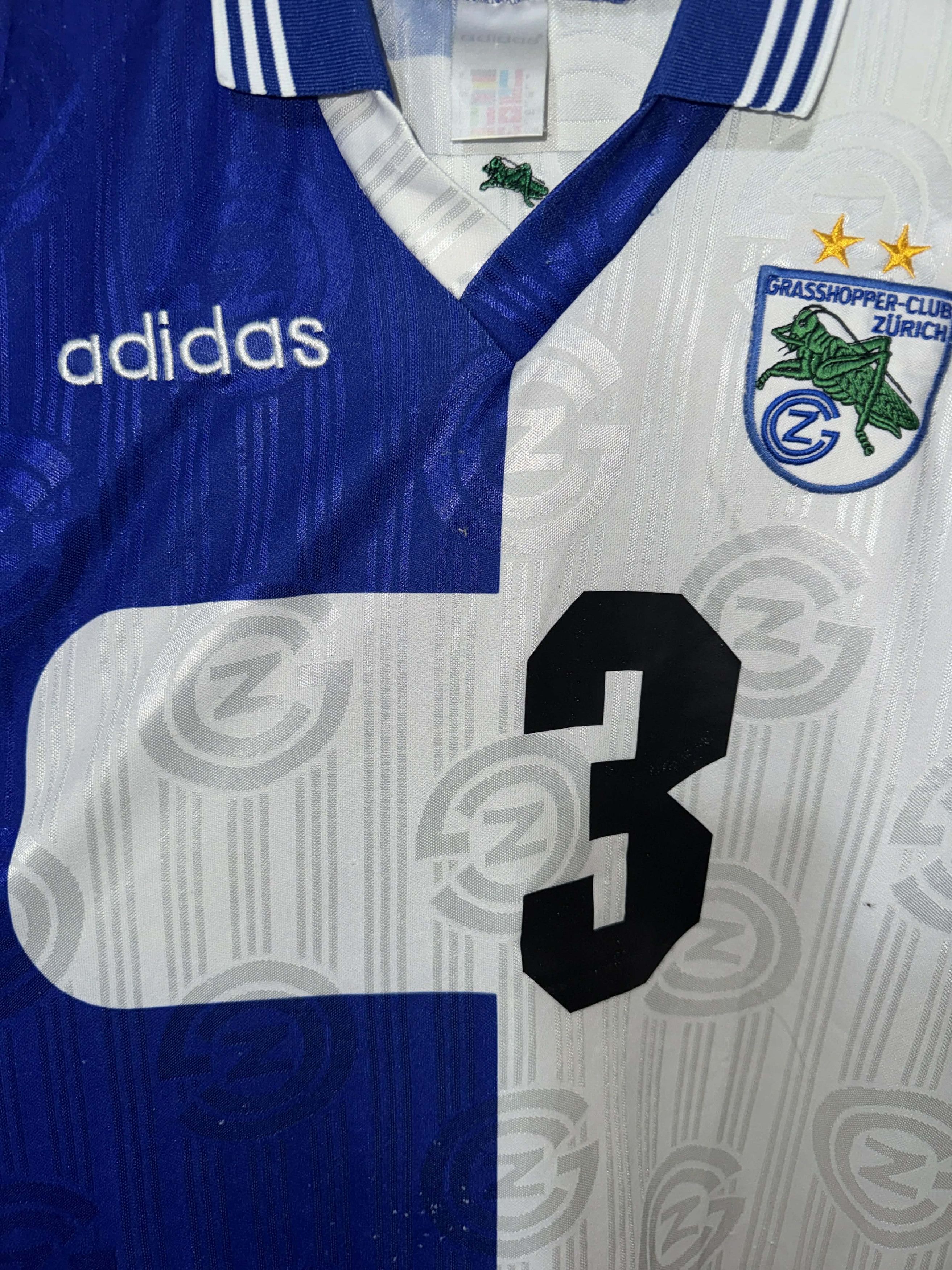 Adidas Grasshoppers 1997/98 Player Issue Home Shirt Adidas #3 Size US L / EU 52-54 / 3 - 3 Thumbnail