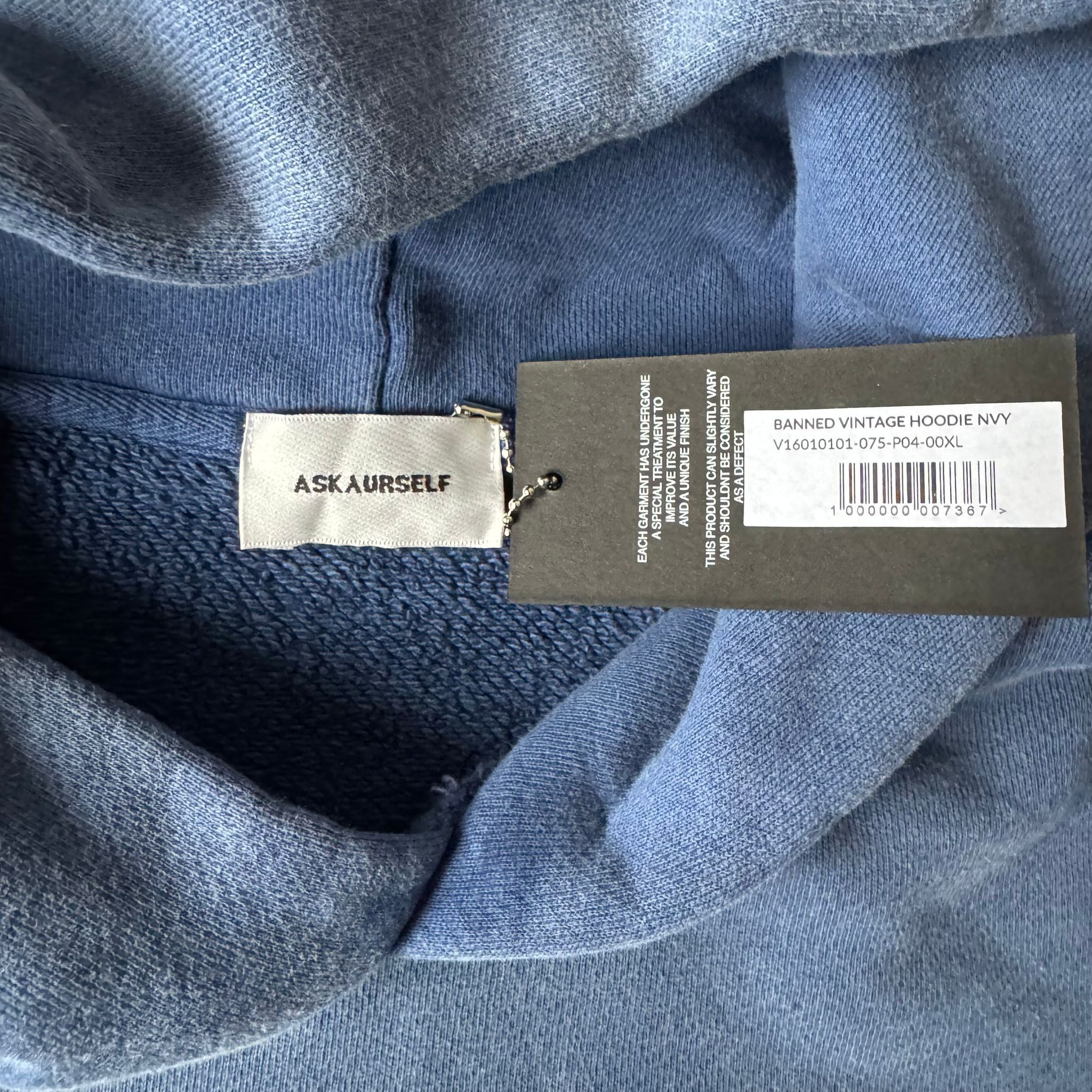 Askyurself Navy Vintage Banned Ripped Pocket Oversized Hoodie Size US XL / EU 56 / 4 - 6 Thumbnail