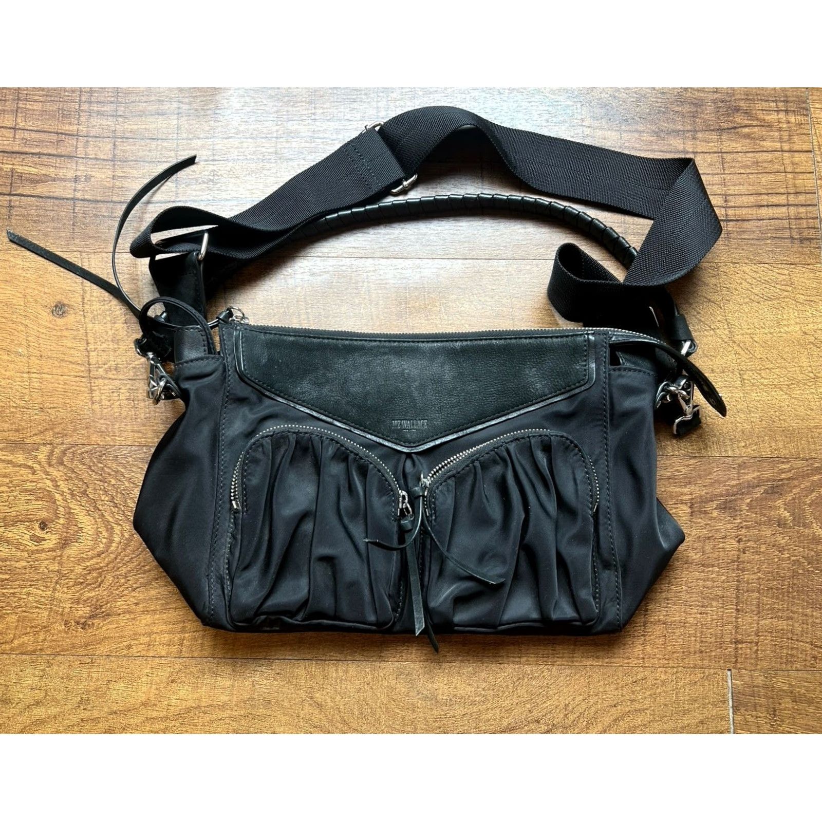 MZ Wallace VINTAGE mz wallace Crossbody Bag Suede / Nylon + Mini Makeup Bag Black Nylon Leather Size ONE SIZE - 2 Thumbnail