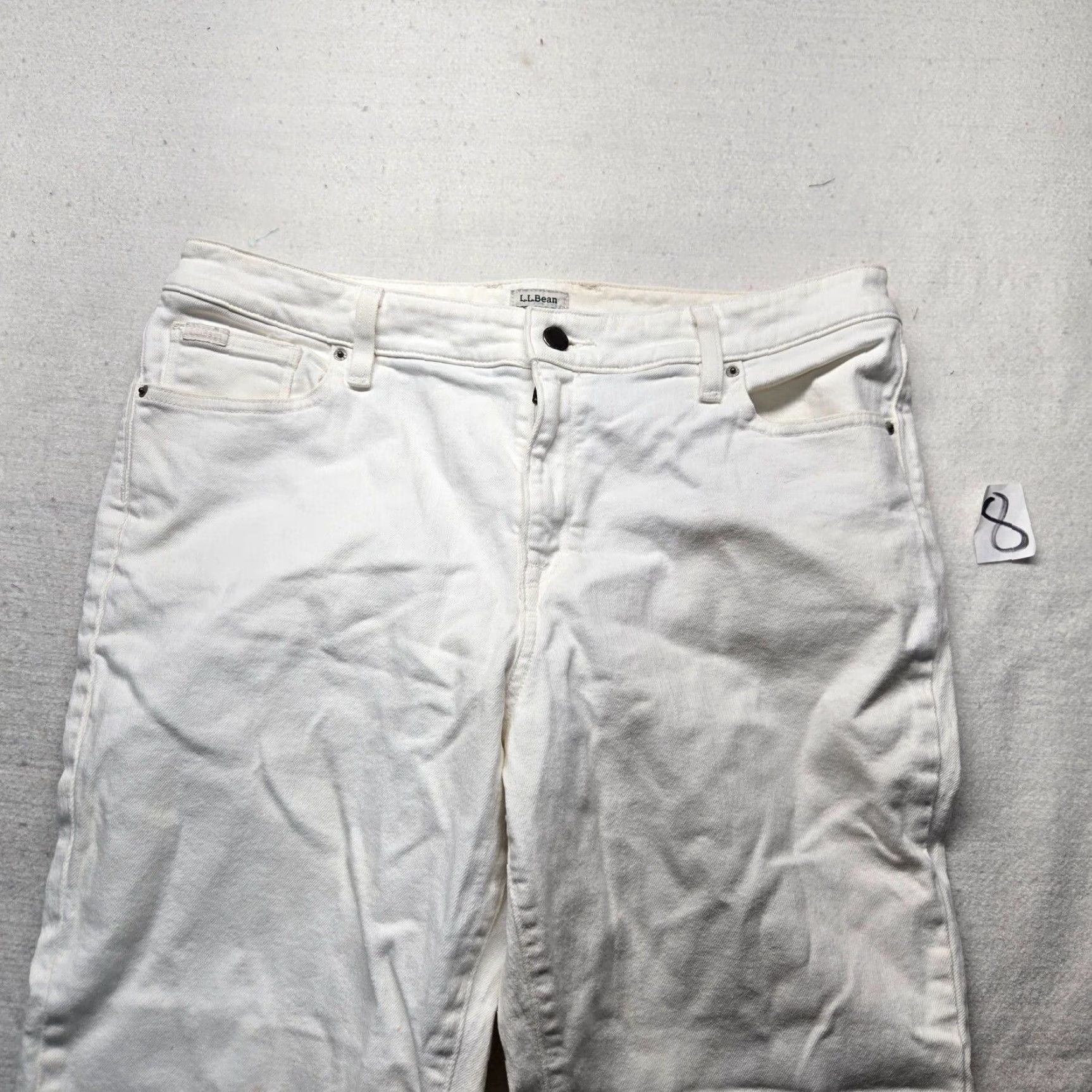 Vintage L.L Bean Women's Solid White Chino Straight Leg Pants Size 14 Size 36" / US 14 / IT 50 - 2 Thumbnail