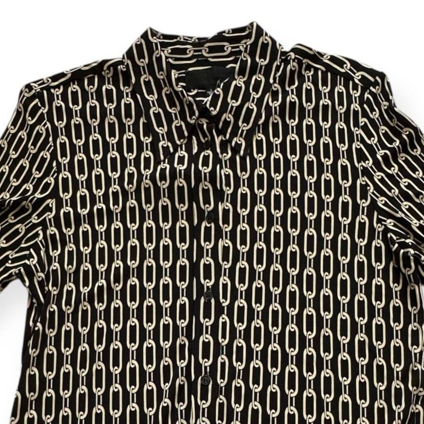 Nili Lotan NILI LOTAN Celestine Print Shirt, Small Chain Print, Size L, Size L / US 10 / IT 46 - 7 Thumbnail
