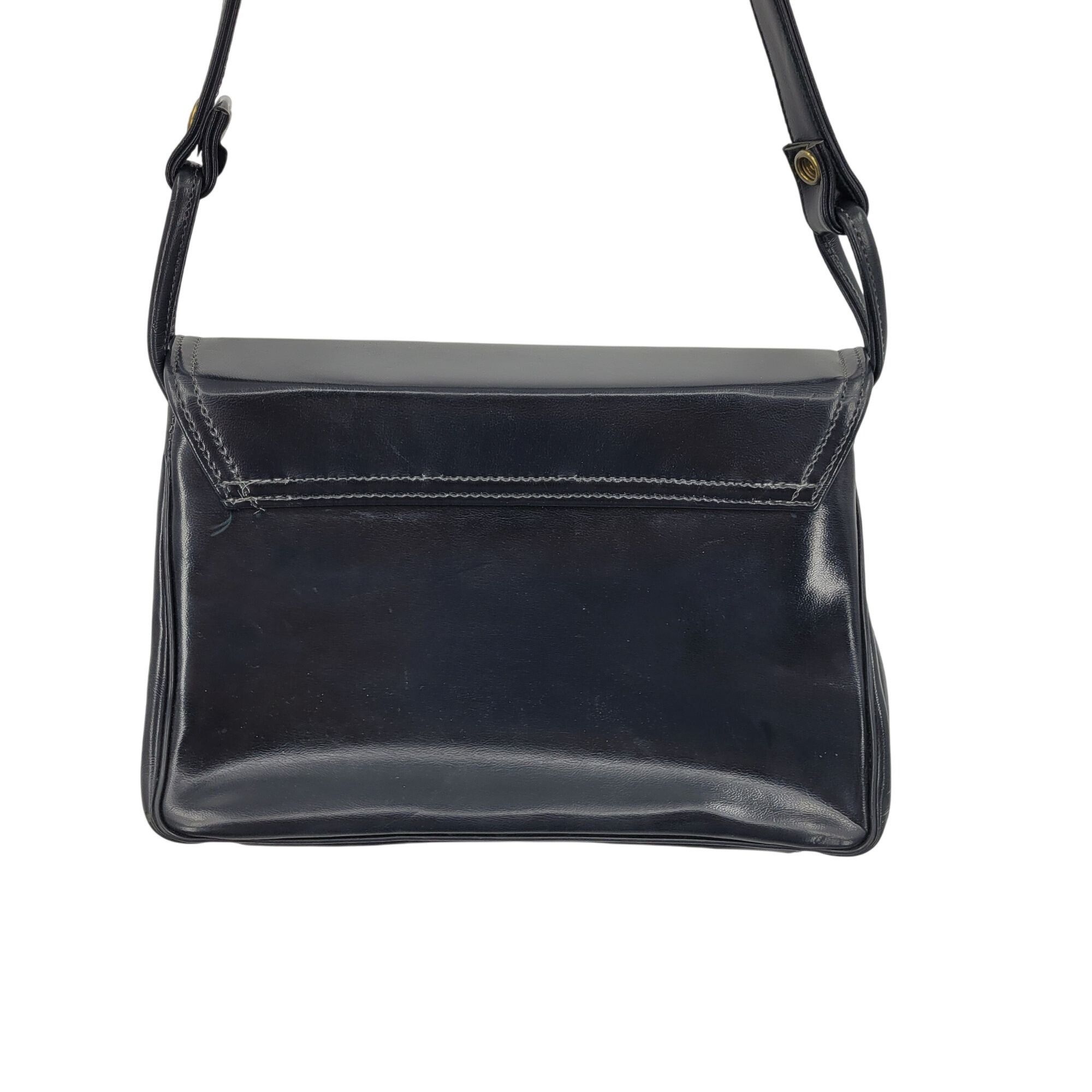 Vintage Vintage 60s Handbag Black Leather Shoulder Bag Adjustable S Size ONE SIZE - 15 Thumbnail