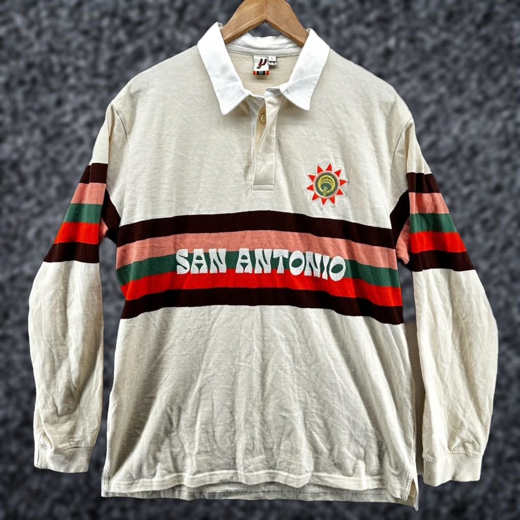 Vintage VINTAGE San Antonio Polo Shirt White Men's Large Button Long Sleeve Collar Polo Shirt Sports Mens L White Button Long Sleeve Size US L / EU 52-54 / 3 - 1 Thumbnail