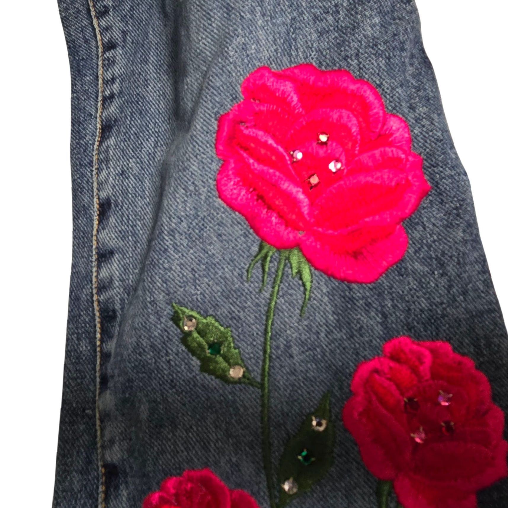 Vintage VTG XOXO Embroidered Denim Bootcut Jeans Size 5/6 Women's 5-Pocket Blue Floral Y2K Vintage Western Boho Rare NEW NO BUTTON Size 27" / US 4 / IT 40 - 3 Thumbnail