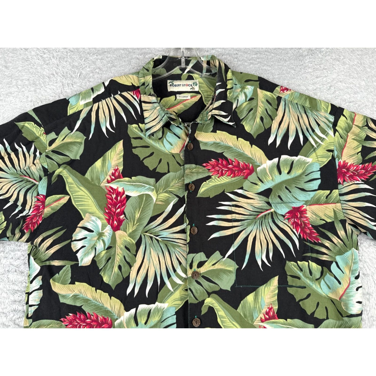 Vintage VINTAGE Robert Stock Shirt Men Extra Large Black Floral Cotton Blend Hawaiian Size US XL / EU 56 / 4 - 4 Thumbnail