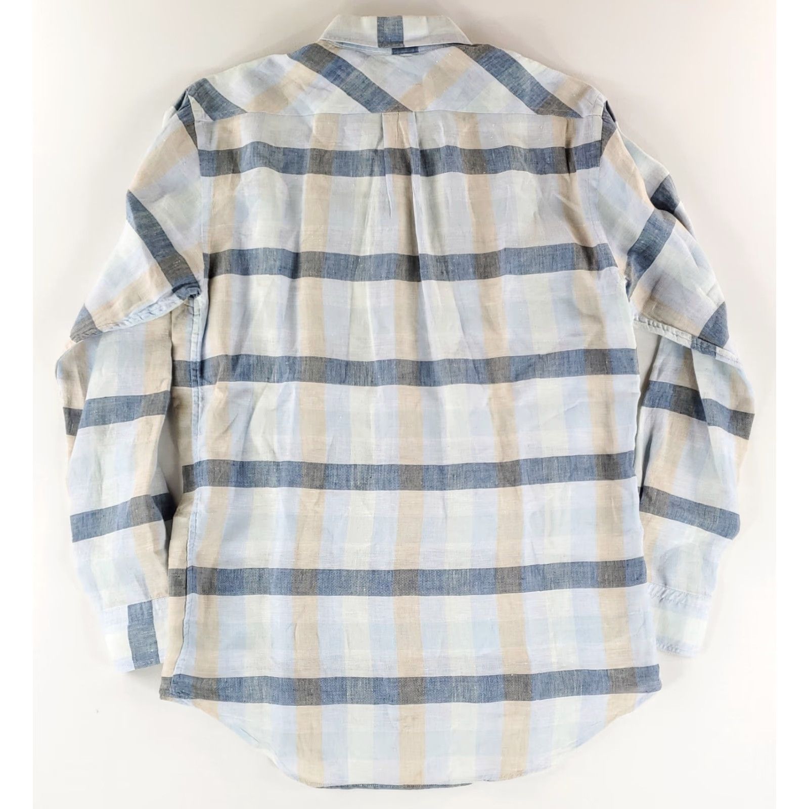 Billy Reid Billy Reid Button-Up Shirt 100% Linen Blue Tan Plaid Mens M Long Sleeve Size US M / EU 48-50 / 2 - 4 Thumbnail
