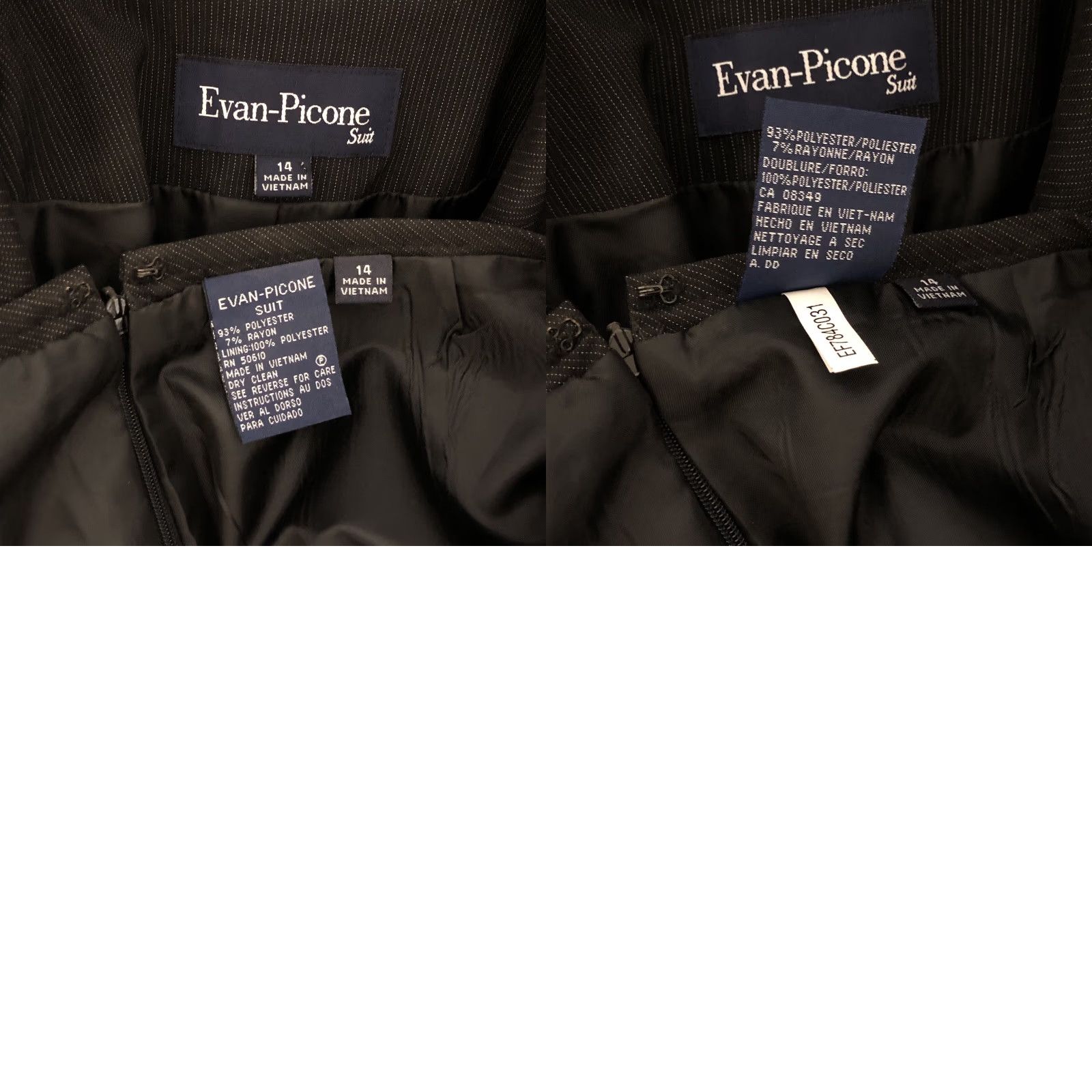 Evan Picone VINTAGE Evan Picone Skirt Suit 14 Blk Pinstripe Knee Length Lined Pleat Hem Office Woman Size 36" / US 14 / IT 50 - 8 Thumbnail