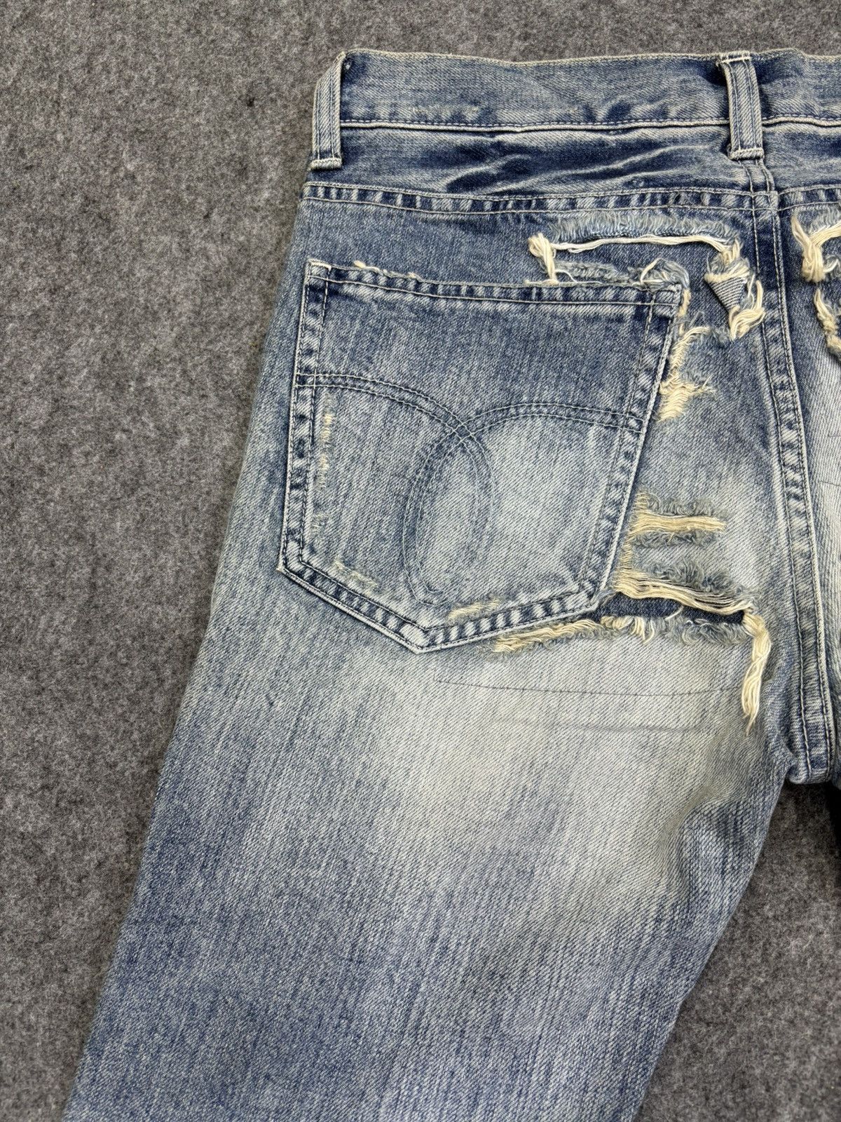 Japanese Brand 💥Denim Art💥Ego Tripping Heavy Distressed Denim F758 Size US 30 / EU 46 - 12 Thumbnail