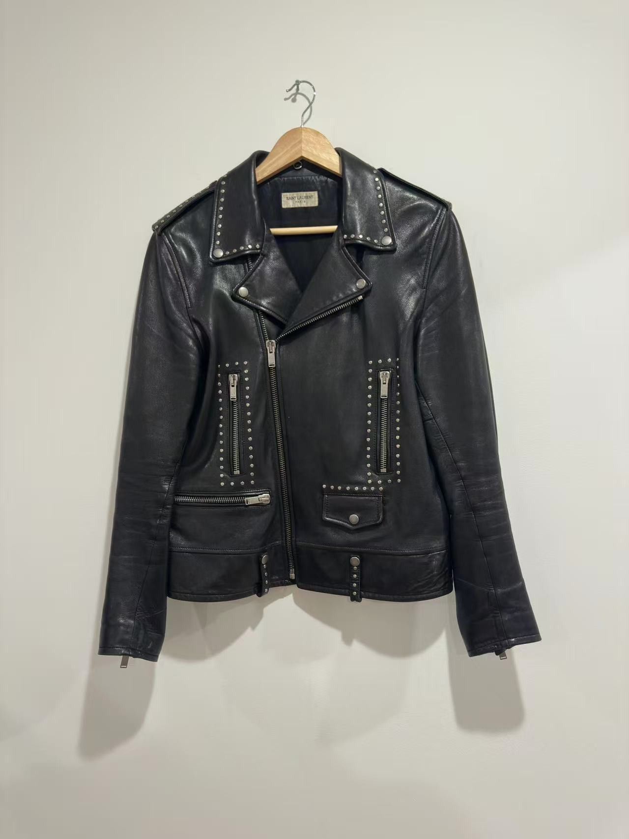 Saint Laurent Paris L01 Studded Leather Jacket | Grailed