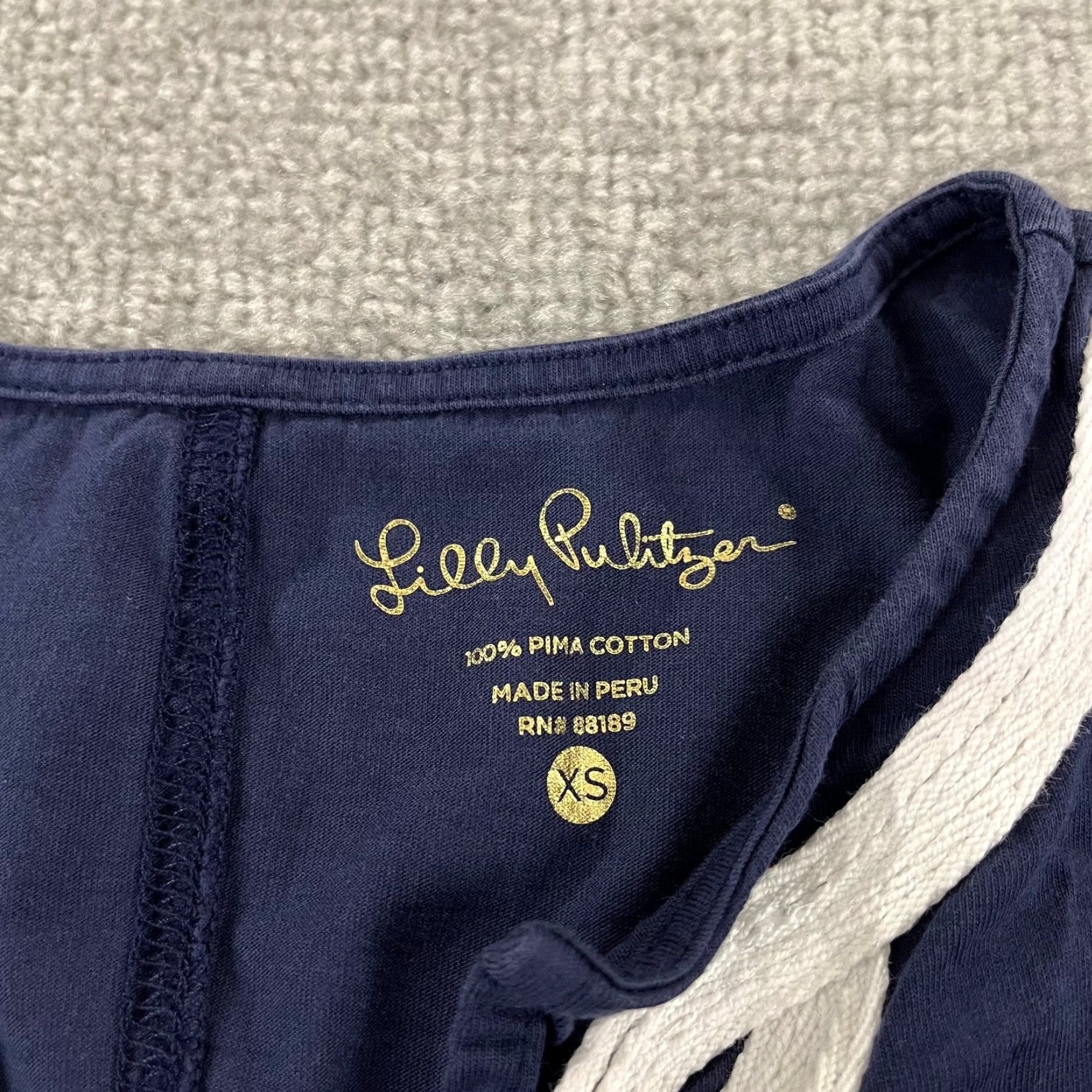 Lilly Pulitzer Lilly Pulitzer Dress Womens XS Brewster Navy Blue White Short Sleeve Mini 11529 Size 26" / US 2 / IT 38 - 3 Thumbnail
