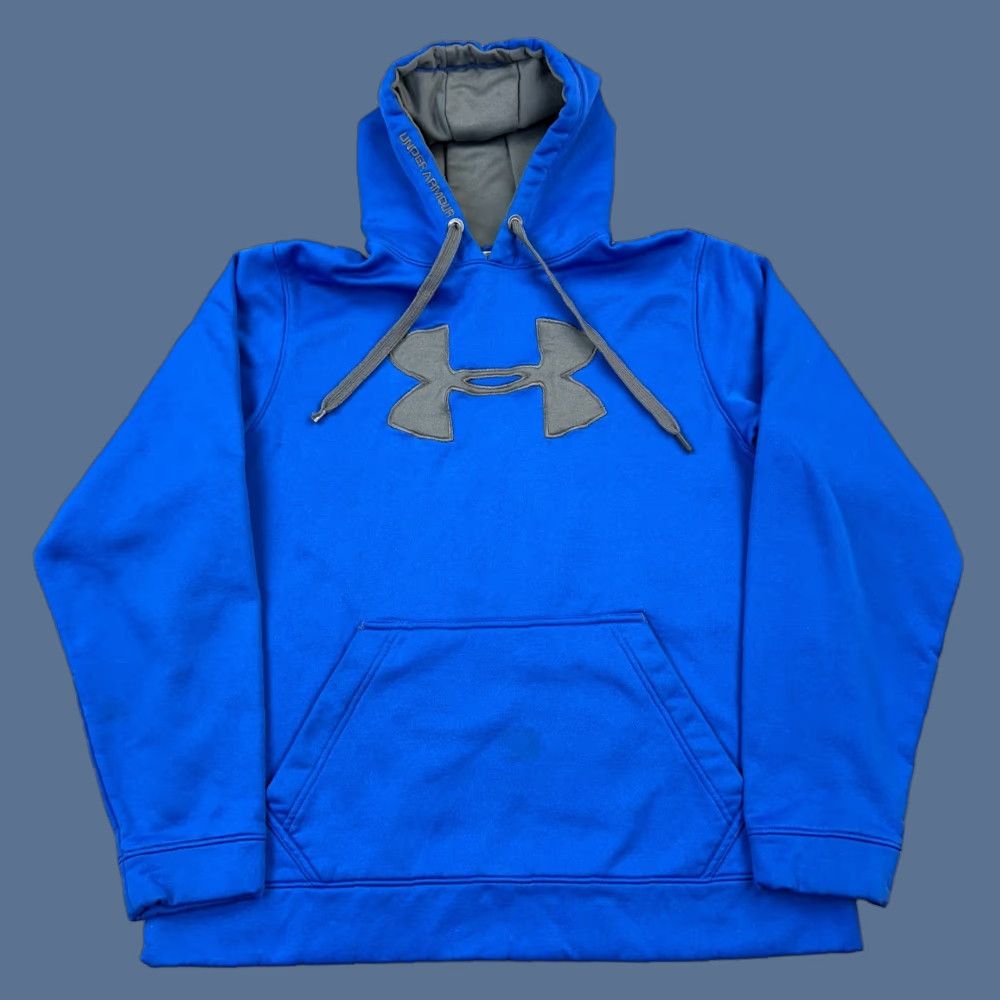 Under Armour Under Armour Hoodie Mens Large Blue UA Fleece Pullover Logo Graphic Embroidered Pocket Regular Knit Sweatshirt Size US L / EU 52-54 / 3 - 1 Thumbnail