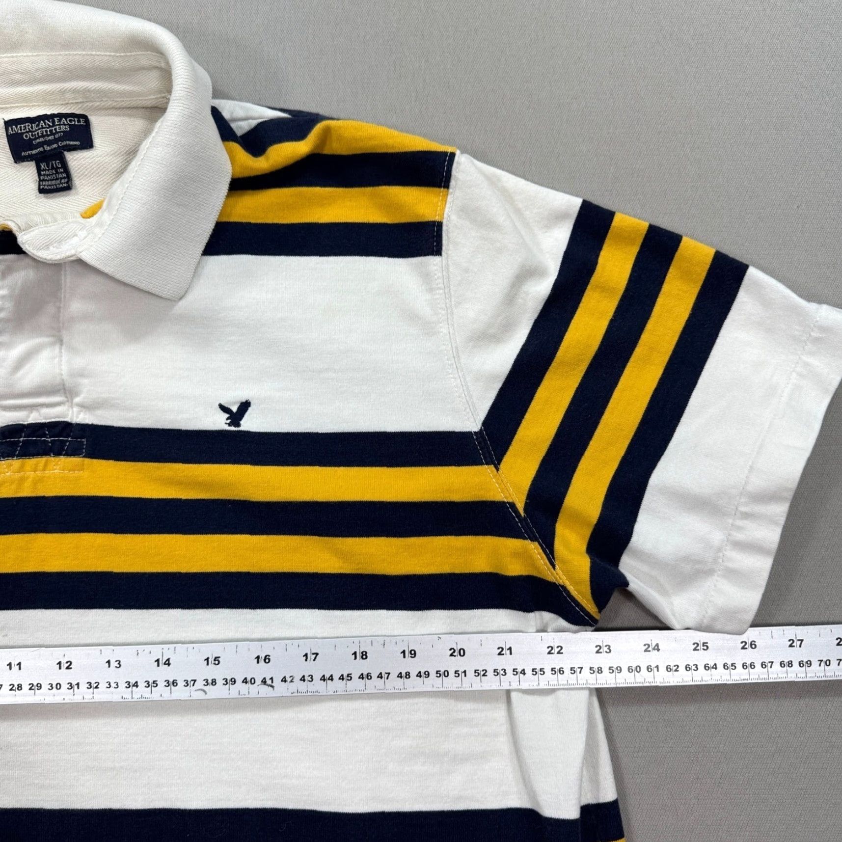 American Eagle Outfitters VINTAGE American Eagle Shirt Polo Men XL White Yellow Striped Y2K Preppy Athletic Casual Size US XL / EU 56 / 4 - 5 Thumbnail