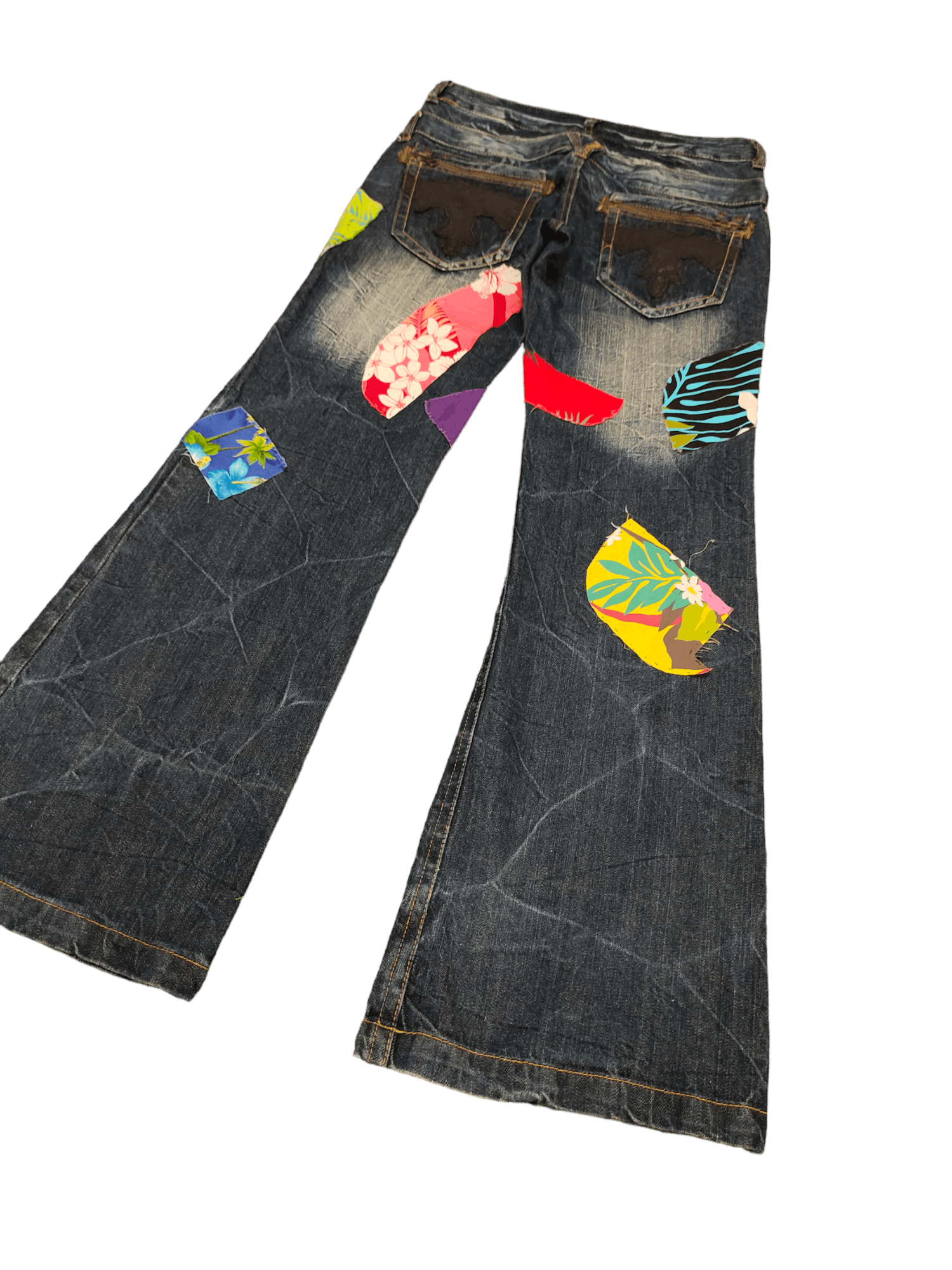 If Six Was Nine Flare Jeans Japan Patchwork Faded Boot Cut Y2k Lgb Size US 29 - 12 Thumbnail