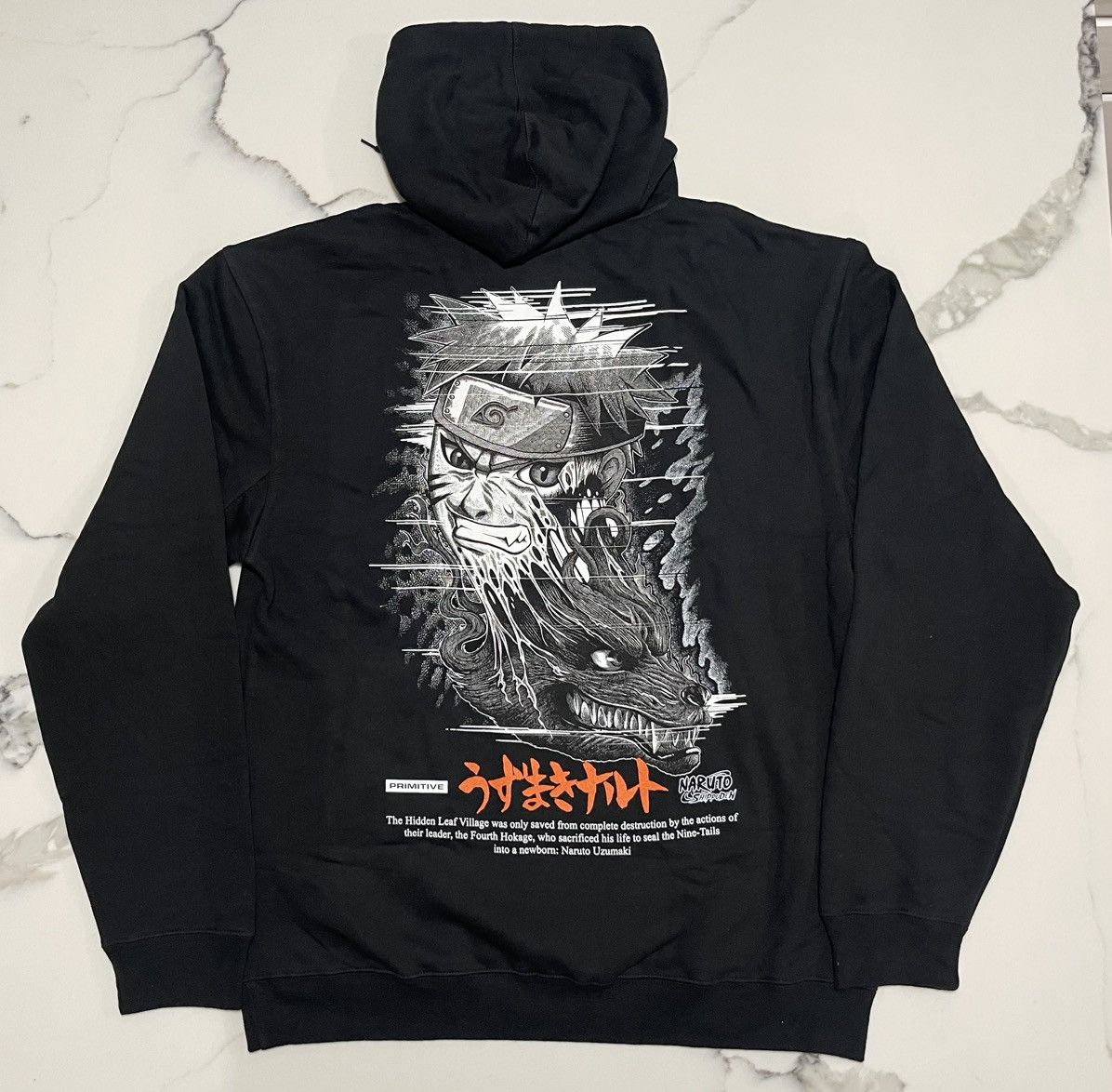 Naruto Shippuden X Primitive Beast Hoodie Black Sz Large NWT