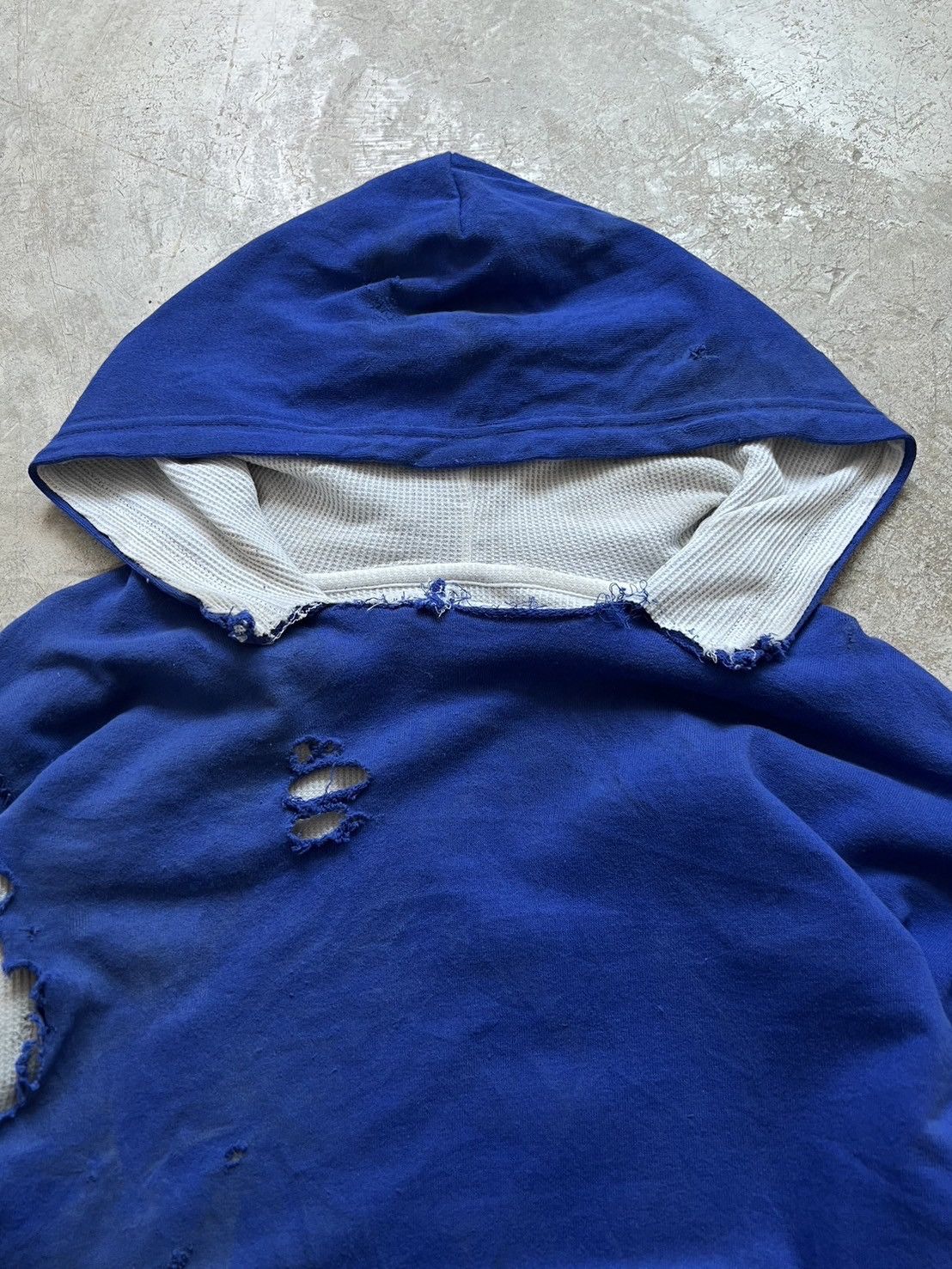 Vintage Thrashed Vintage 90s Thermal Hoodie Distressed Grunge Size US S / EU 44-46 / 1 - 3 Thumbnail