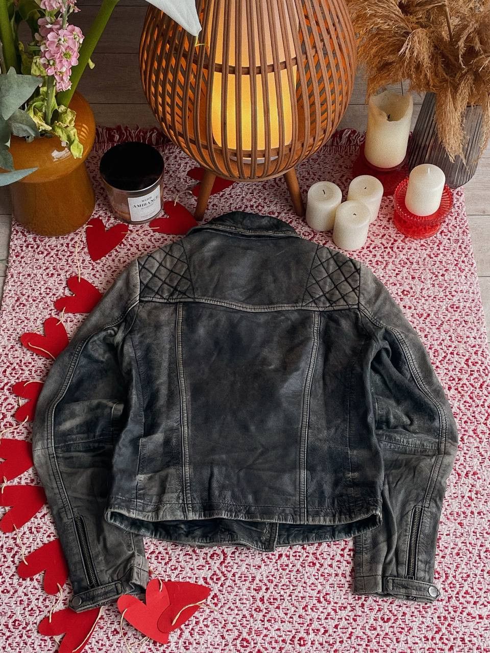 Allsaints AllSaints Grey Black Leather Biker Jacket Size XS / US 0-2 / IT 36-38 - 2 Thumbnail