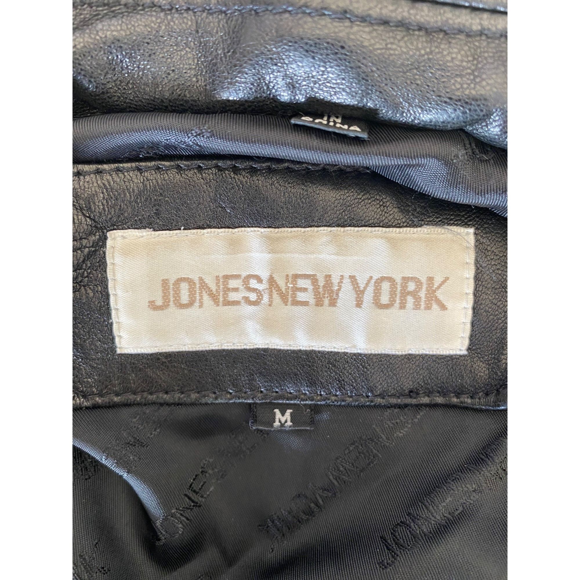 Jones New York Womens Jones New York Black Leather Jacket Coat Size M / US 6-8 / IT 42-44 - 5 Thumbnail