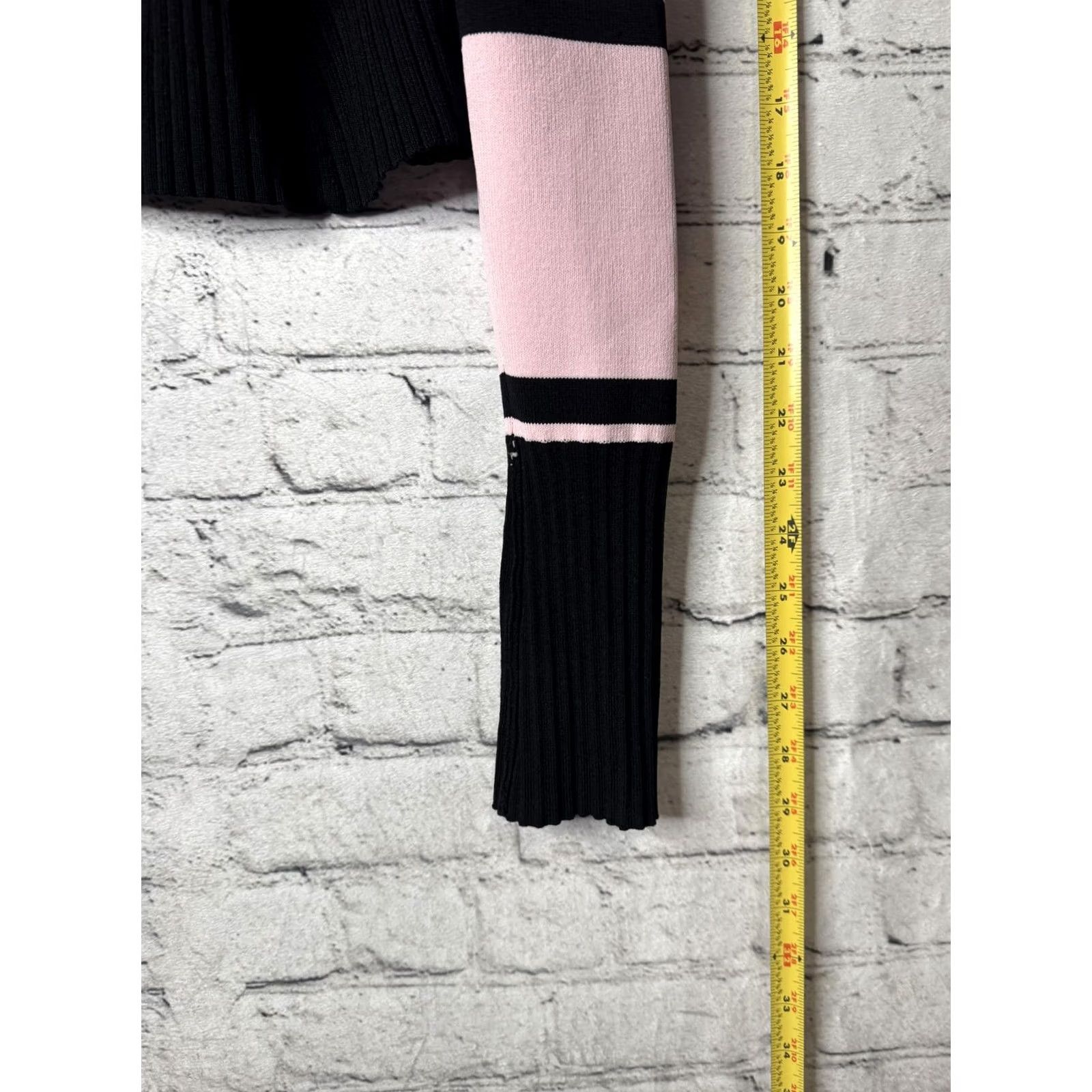 Brandblack VINTAGE Cyrus Pink and Black Striped Open Front Cardigan Sweater Women L Pink Striped Cardigan sweater with stripes and open front Mens? Size L / US 10 / IT 46 - 3 Thumbnail
