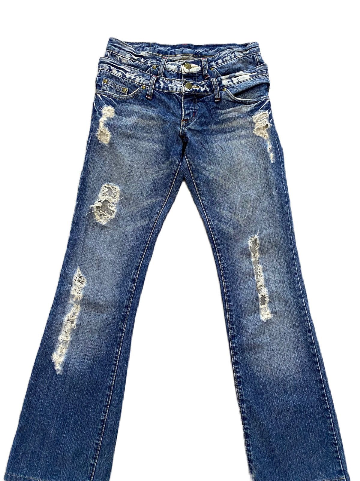Japanese Brand × Tornado Mart THRASHED DOUBLE WAIST RIPPED DESIGN TORNADO MART Size US 29 - 5 Thumbnail