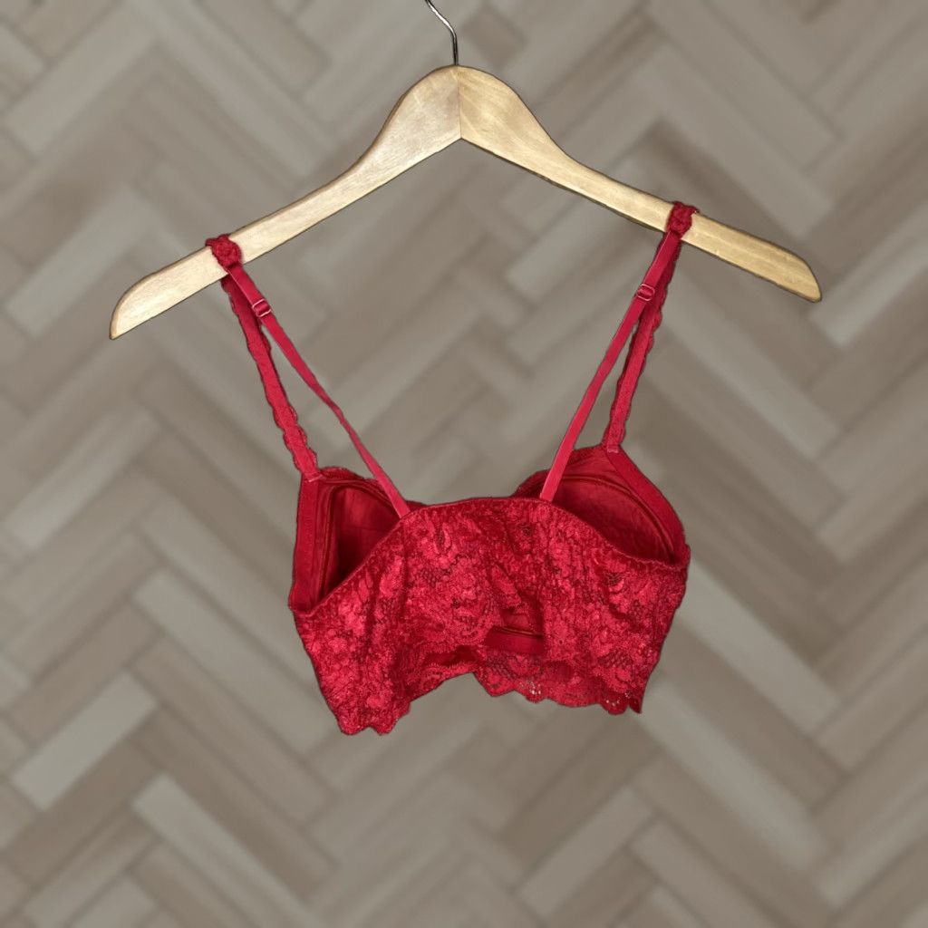 Cosabella Cosabella Women's Red Balconette Wireless Large Bra Lace Bralette Hook & Eye Hand Wash Only Size ONE SIZE - 1 Thumbnail
