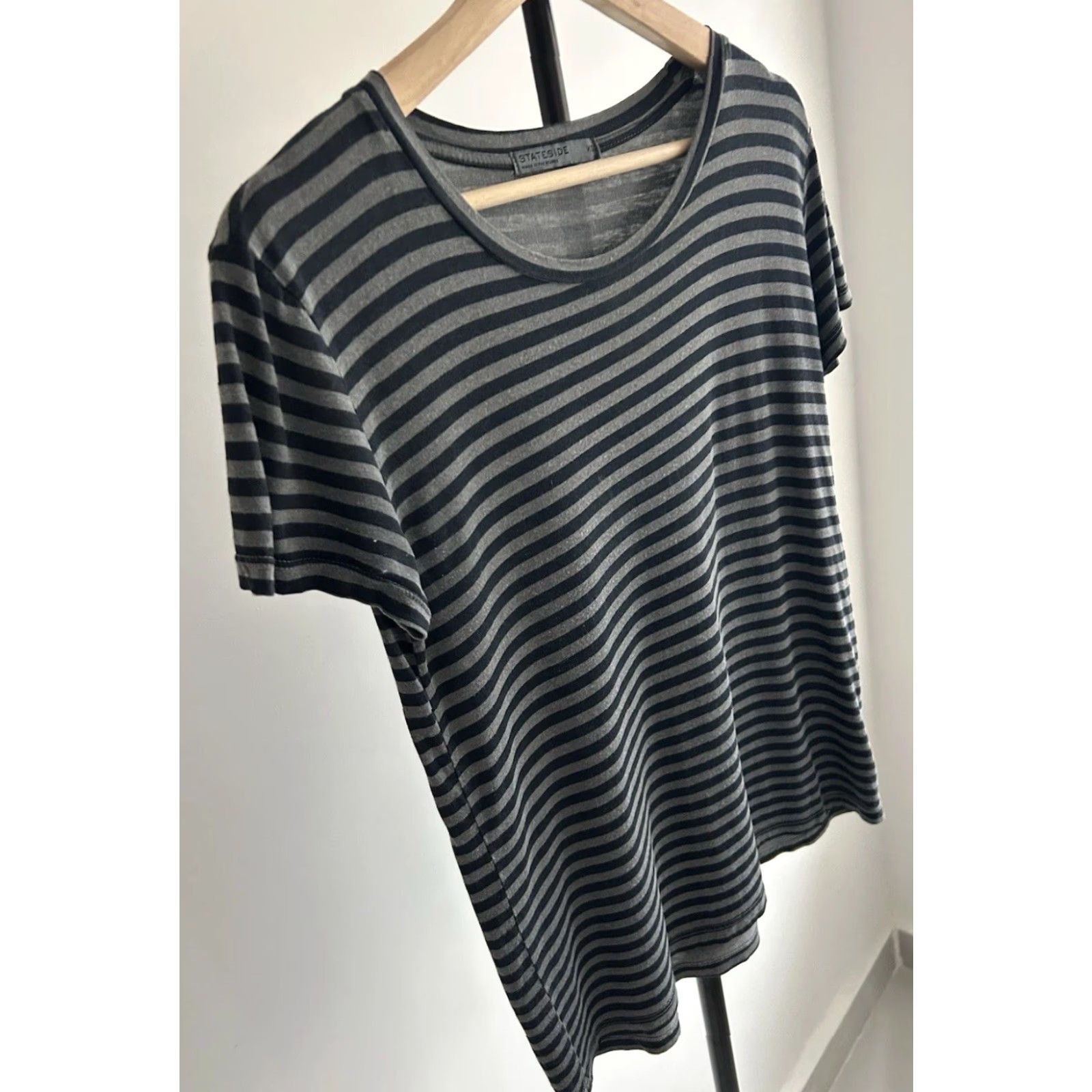 Vintage Stateside Women Pullover Shirt Blue/Gray Striped XS MadeInTheStates Comfy Size XS / US 0-2 / IT 36-38 - 3 Thumbnail