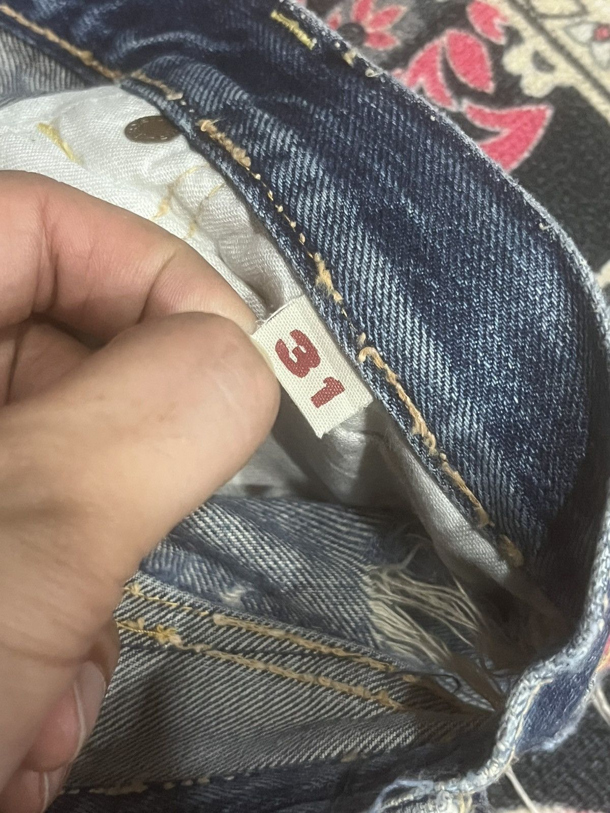 Okura Japan Okura 5 Blue Faded Washed Distressed Selvedge Jeans Size US 31 - 22 Thumbnail