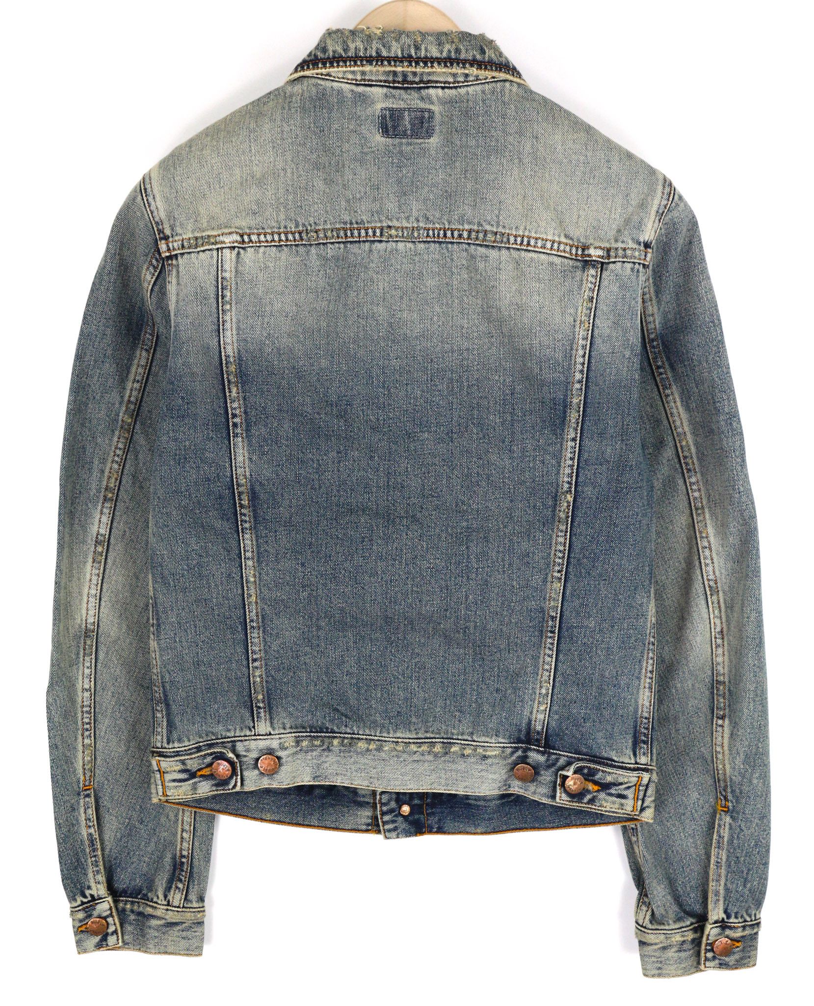 Nudie Jeans BILLY S Shimmering Indigo Washed Ripped Polo Jacket 82484 Size US S / EU 44-46 / 1 - 2 Thumbnail