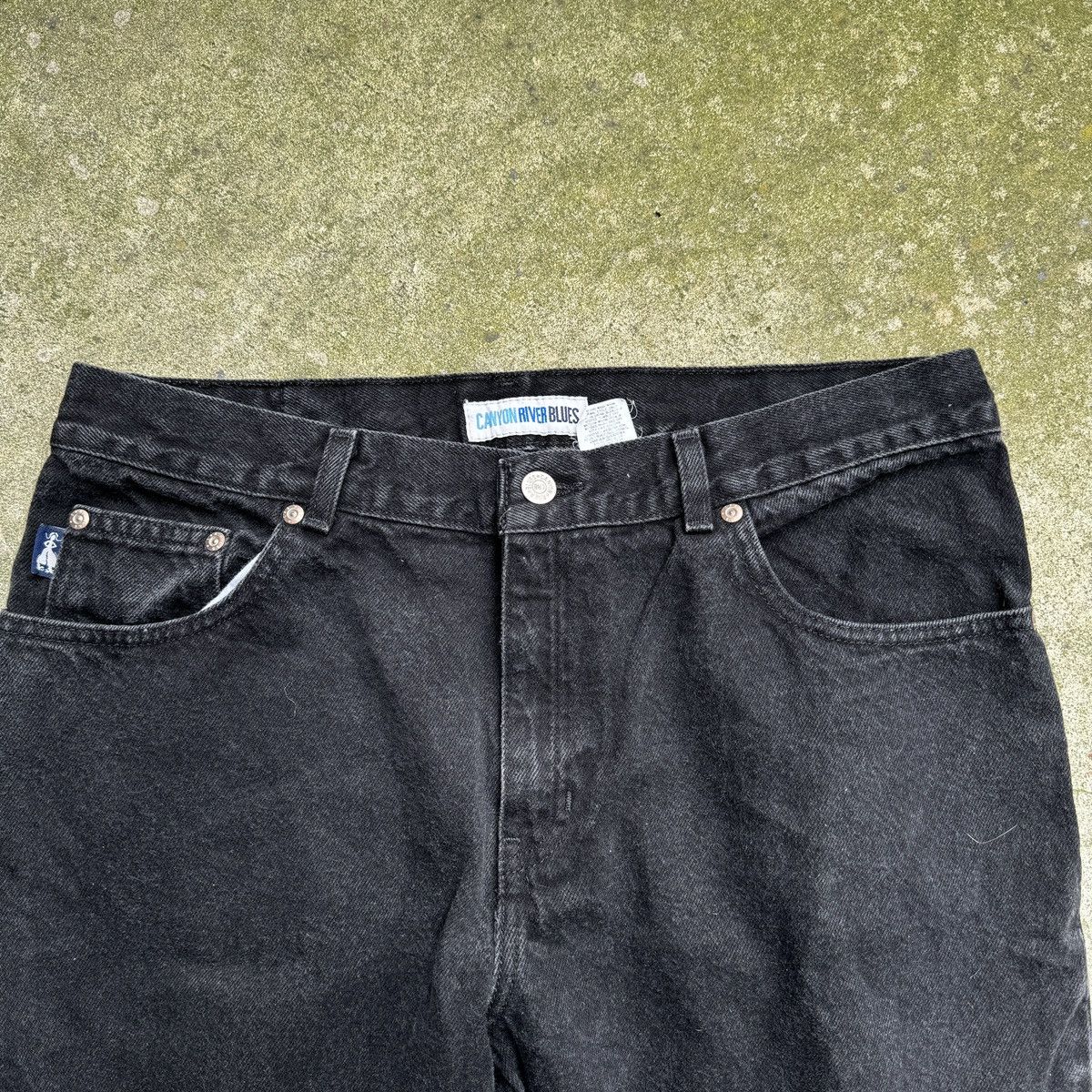 Vintage Y2K Baggy Wide Leg Black Denim Skater Jeans Size 34" / US 12 / IT 48 - 4 Thumbnail