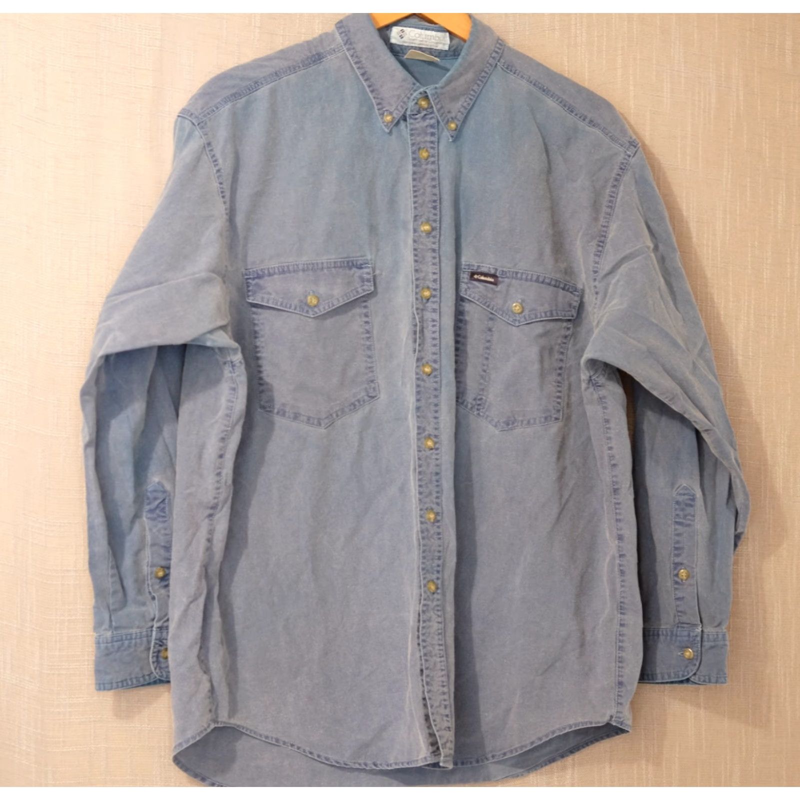 Denime Columbia Denim Shirt Blue Long Sleeve Outdoors Ranch Workwear Mens L Size US L / EU 52-54 / 3 - 2 Thumbnail