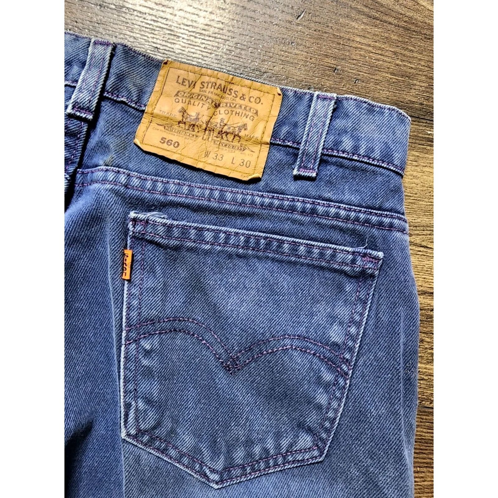 Levi's VINTAGE Levi's 560 Jeans Denim 33X30 Medium Blue Regular UNISEX Adults 90s Grunge USA Orange Tab Jeans Size US 33 - 2 Thumbnail