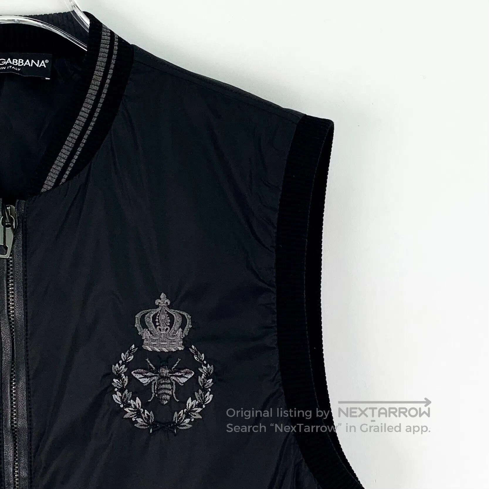 Dolce & Gabbana Dolce Gabbana Black cotton vest jacket with crown bee embr Size US S / EU 44-46 / 1 - 3 Thumbnail