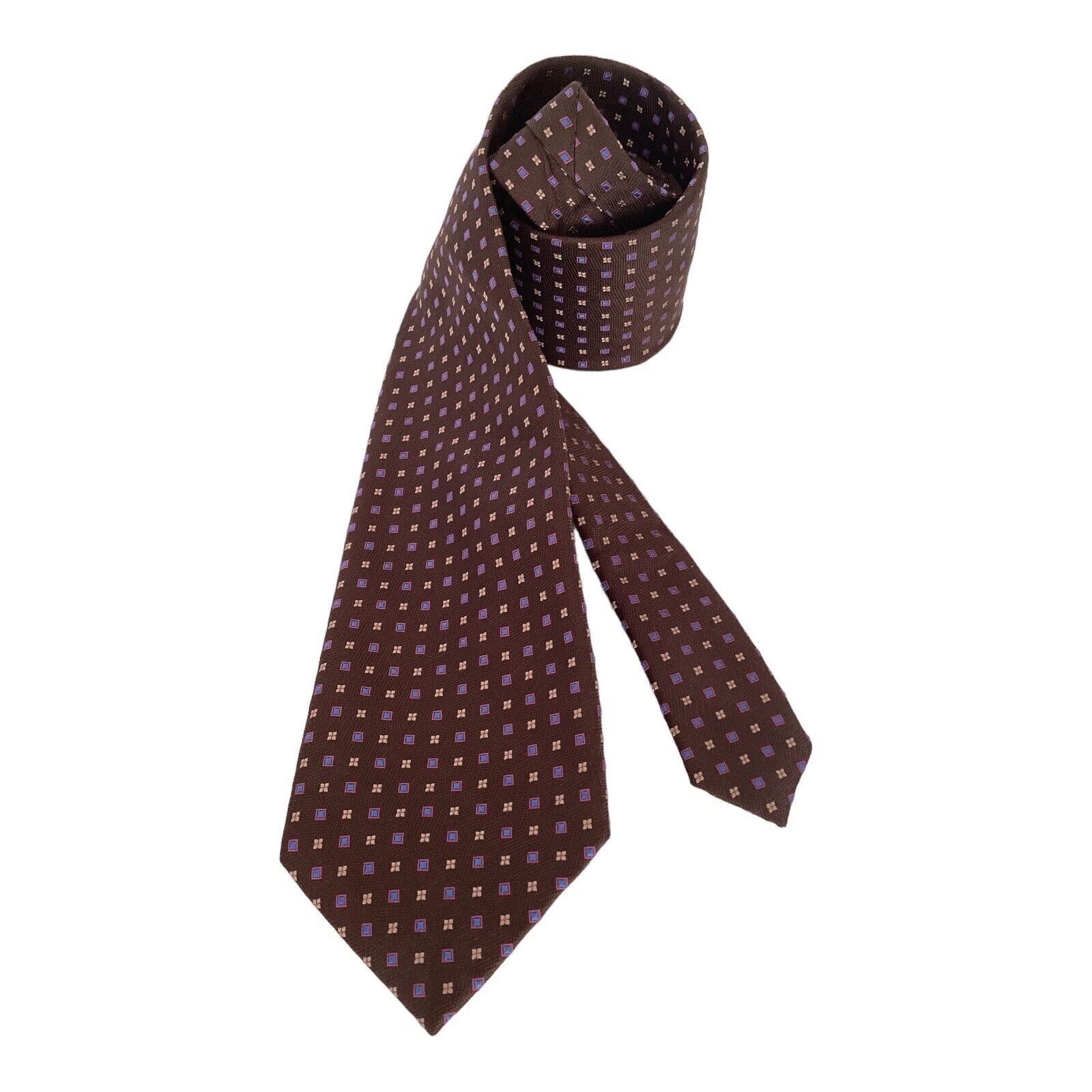 Brioni BRIONI Brown Geometric Luxury Designer Silk Tie Made In Ital Size ONE SIZE - 1 Thumbnail
