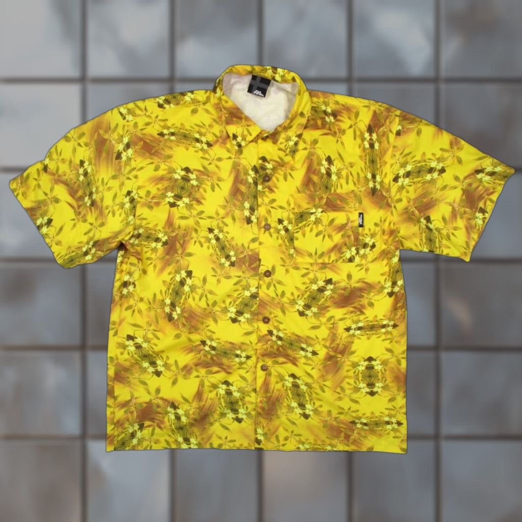 No Fear VINTAGE No Fear Shirt Mens XL Yellow Button Short Sleeve Hawaiian 90s Floral Made in USA Size US XL / EU 56 / 4 - 1 Thumbnail